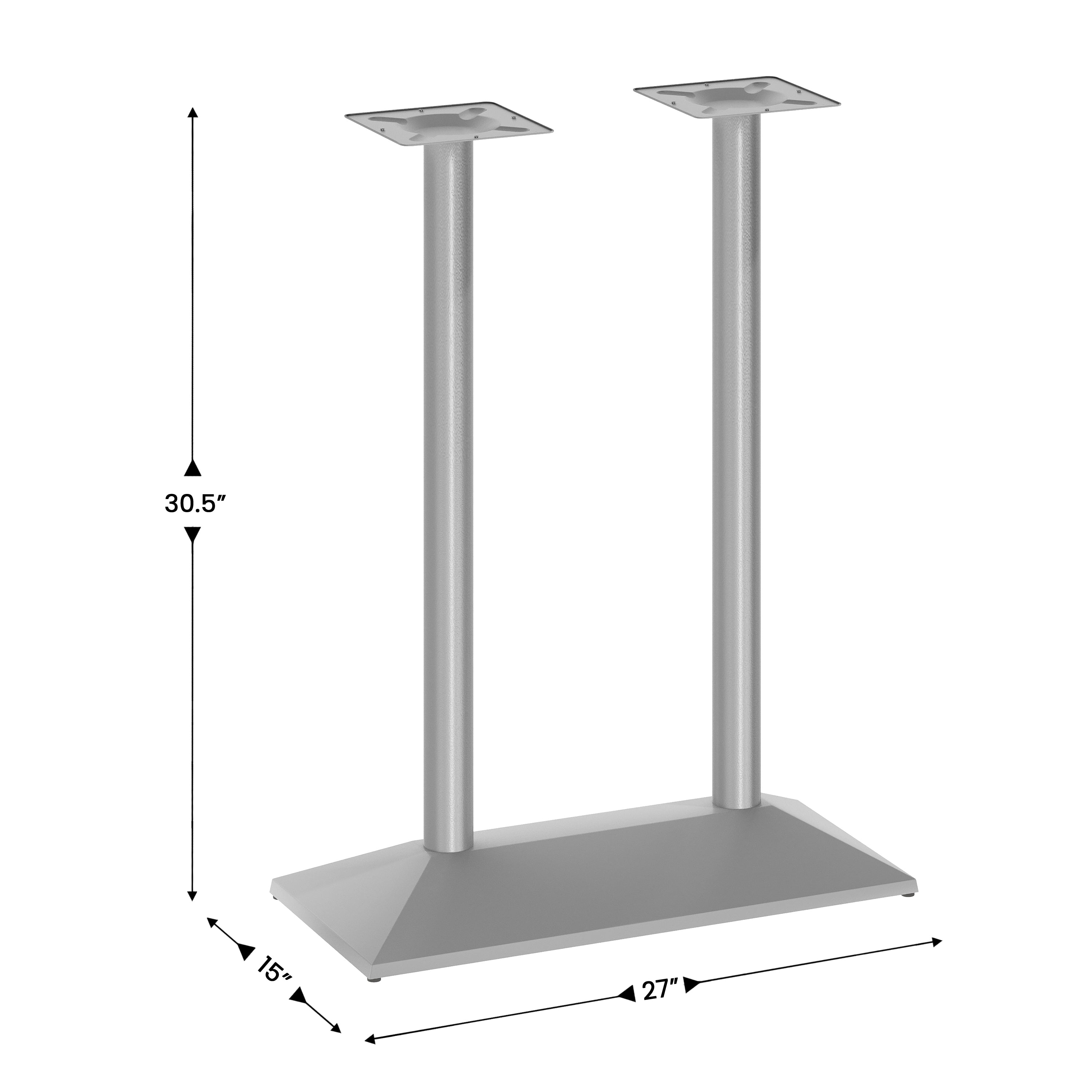 Palis 27"W x 15"D Indoor/Outdoor Dining Height Double Column Table Base for 30" x 48" Table Tops, Silver