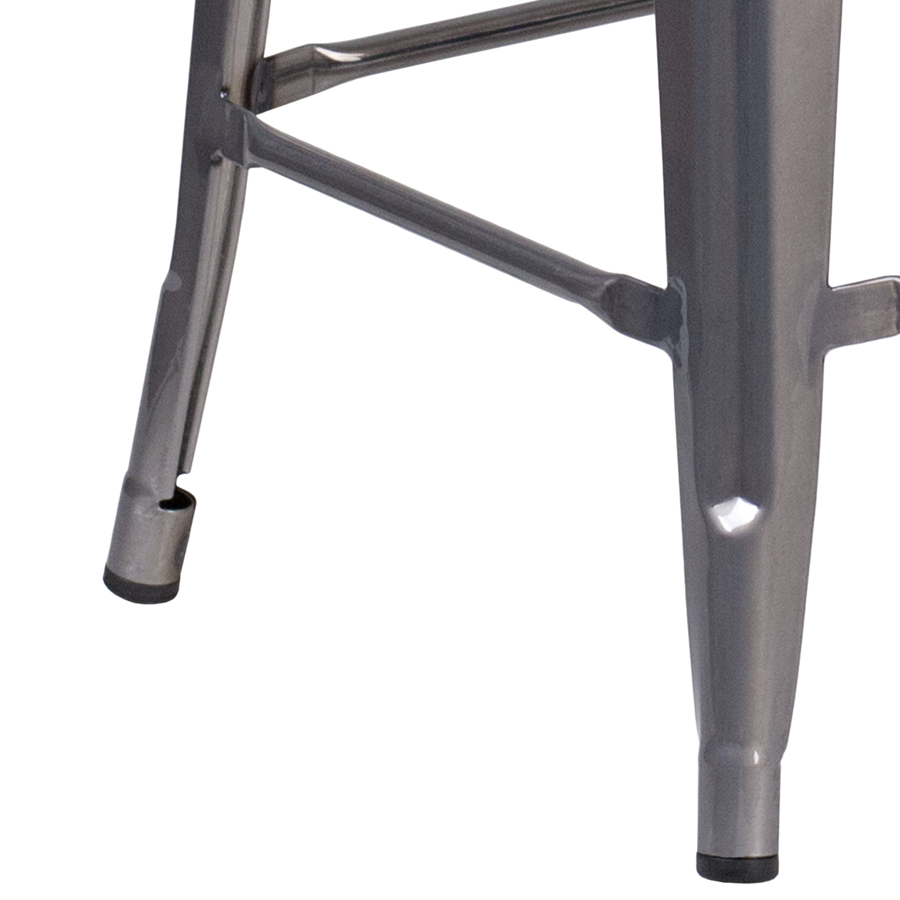 Lincoln 24'' High Backless Silver Antique Finish with Clear Coat Metal Indoor Counter Height Stool with Square Seat