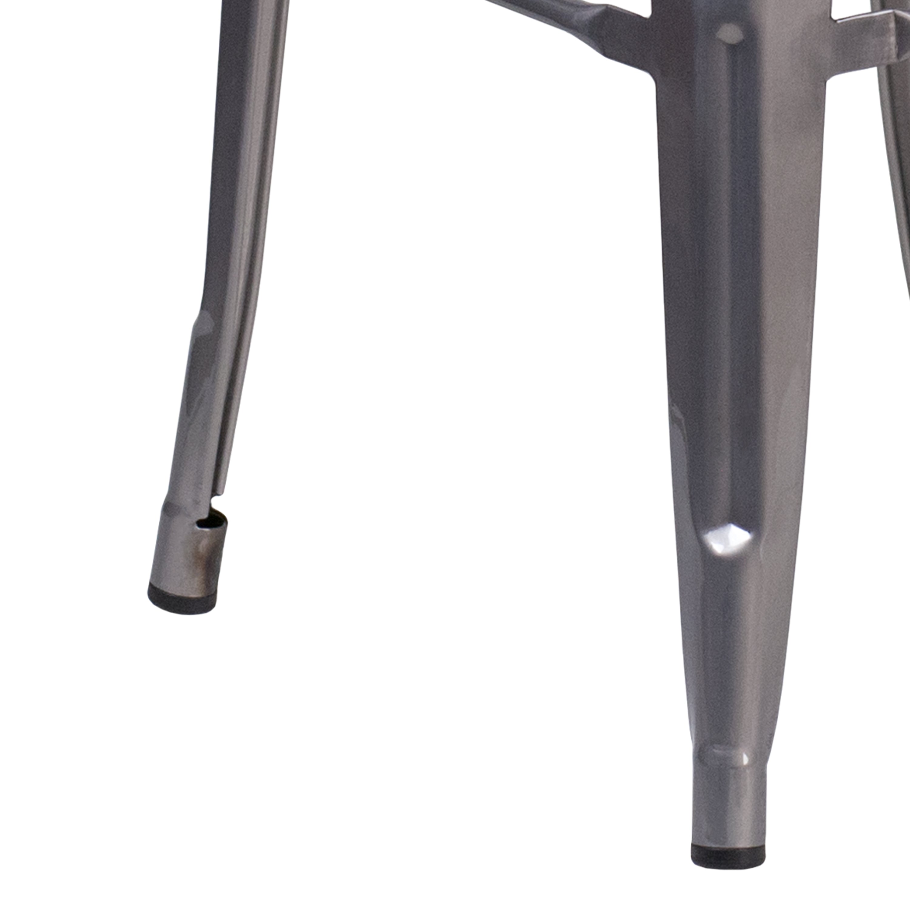Lincoln 30'' High Backless Silver Antique Finish with Clear Coat Metal Indoor Barstool with Square Seat