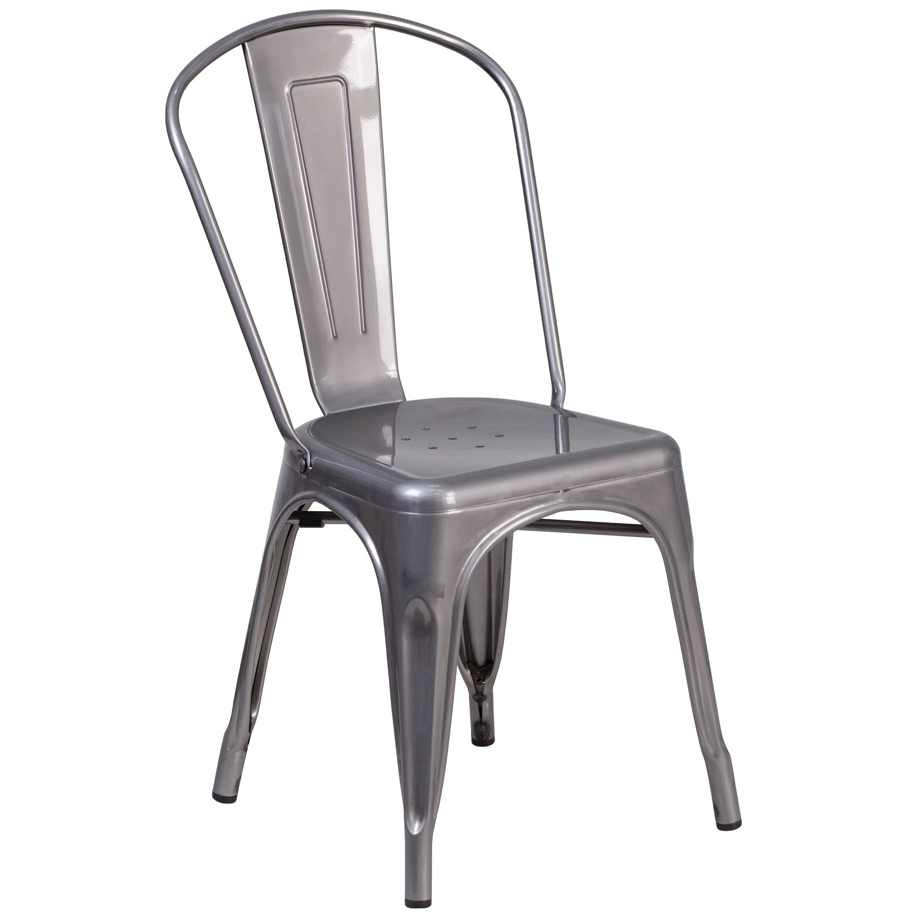 Lincoln Silver Antique Finish with Clear Coat Metal Indoor Stackable Chair