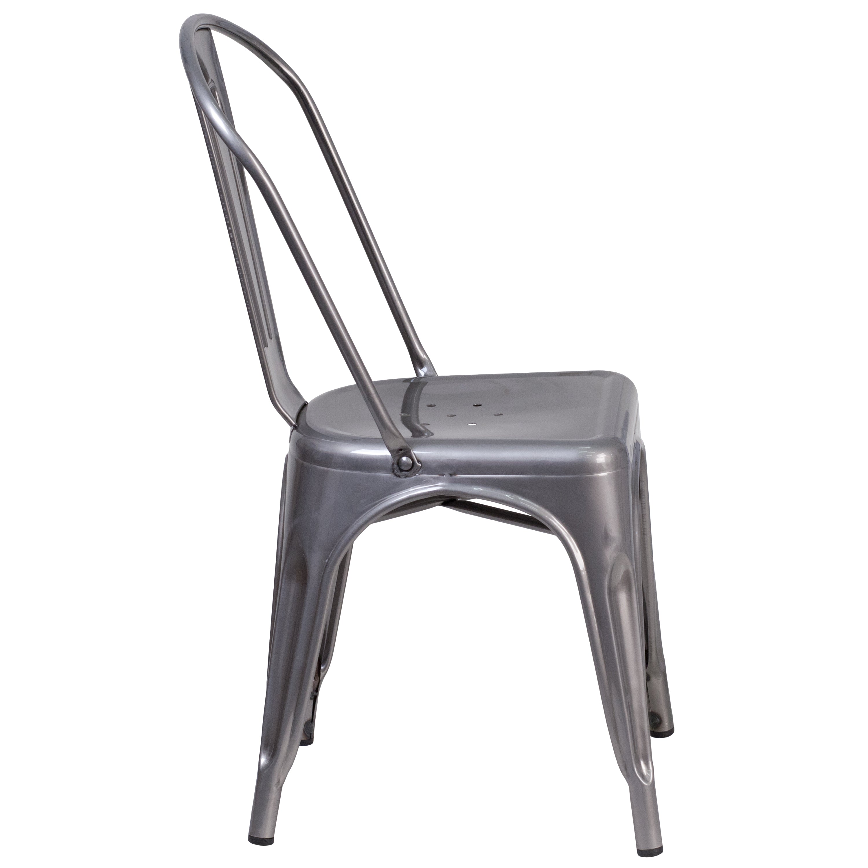 Lincoln Silver Antique Finish with Clear Coat Metal Indoor Stackable Chair