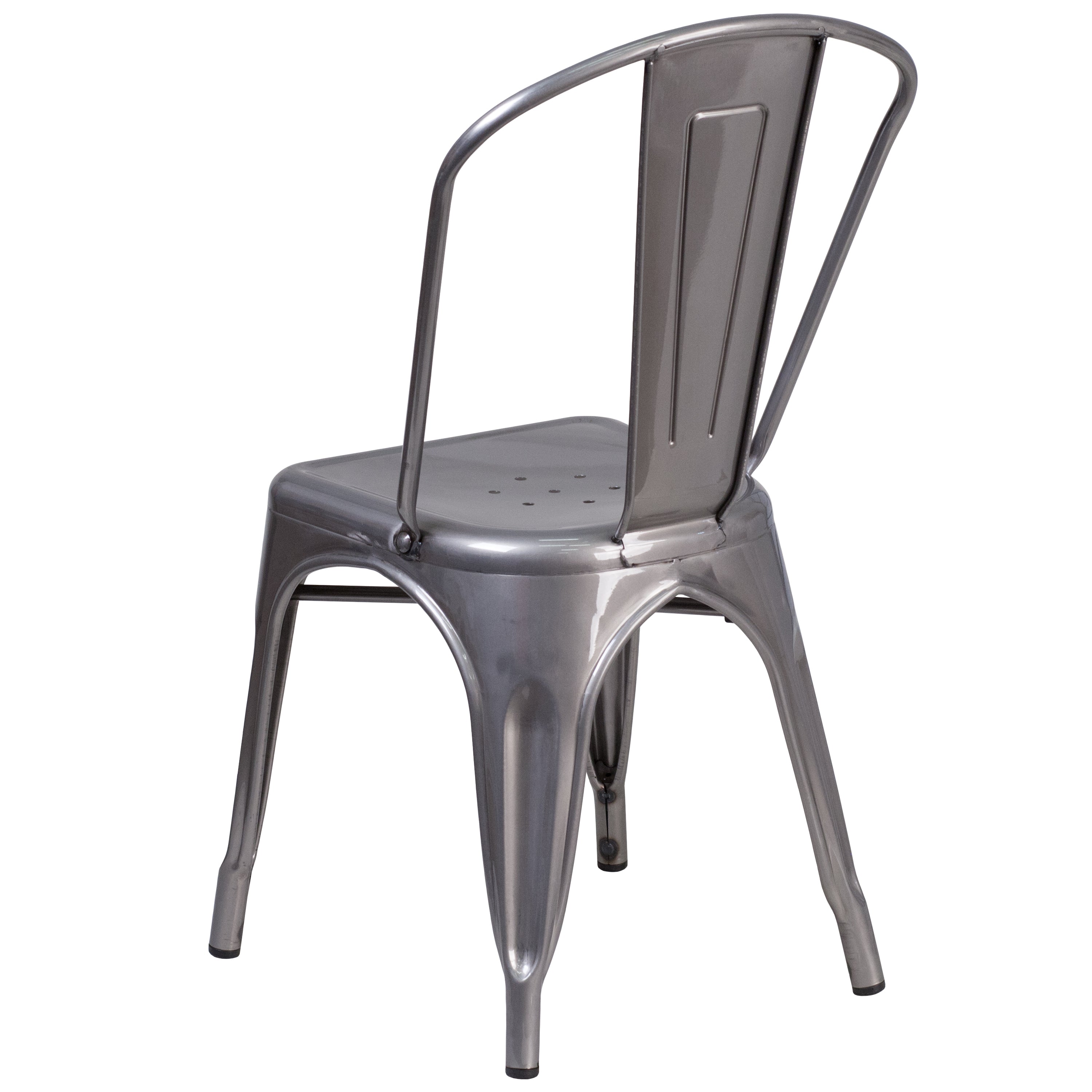 Lincoln Silver Antique Finish with Clear Coat Metal Indoor Stackable Chair