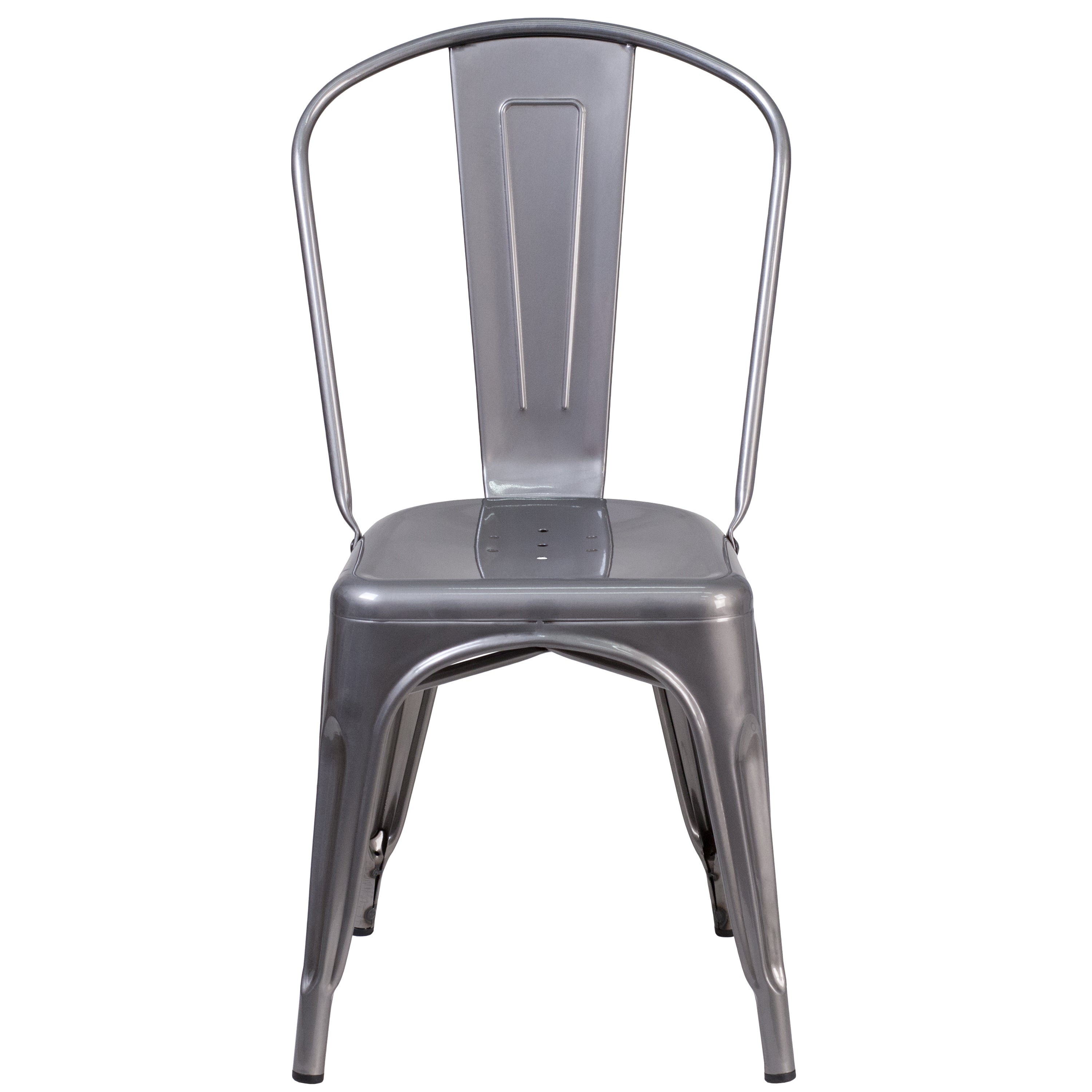 Lincoln Silver Antique Finish with Clear Coat Metal Indoor Stackable Chair