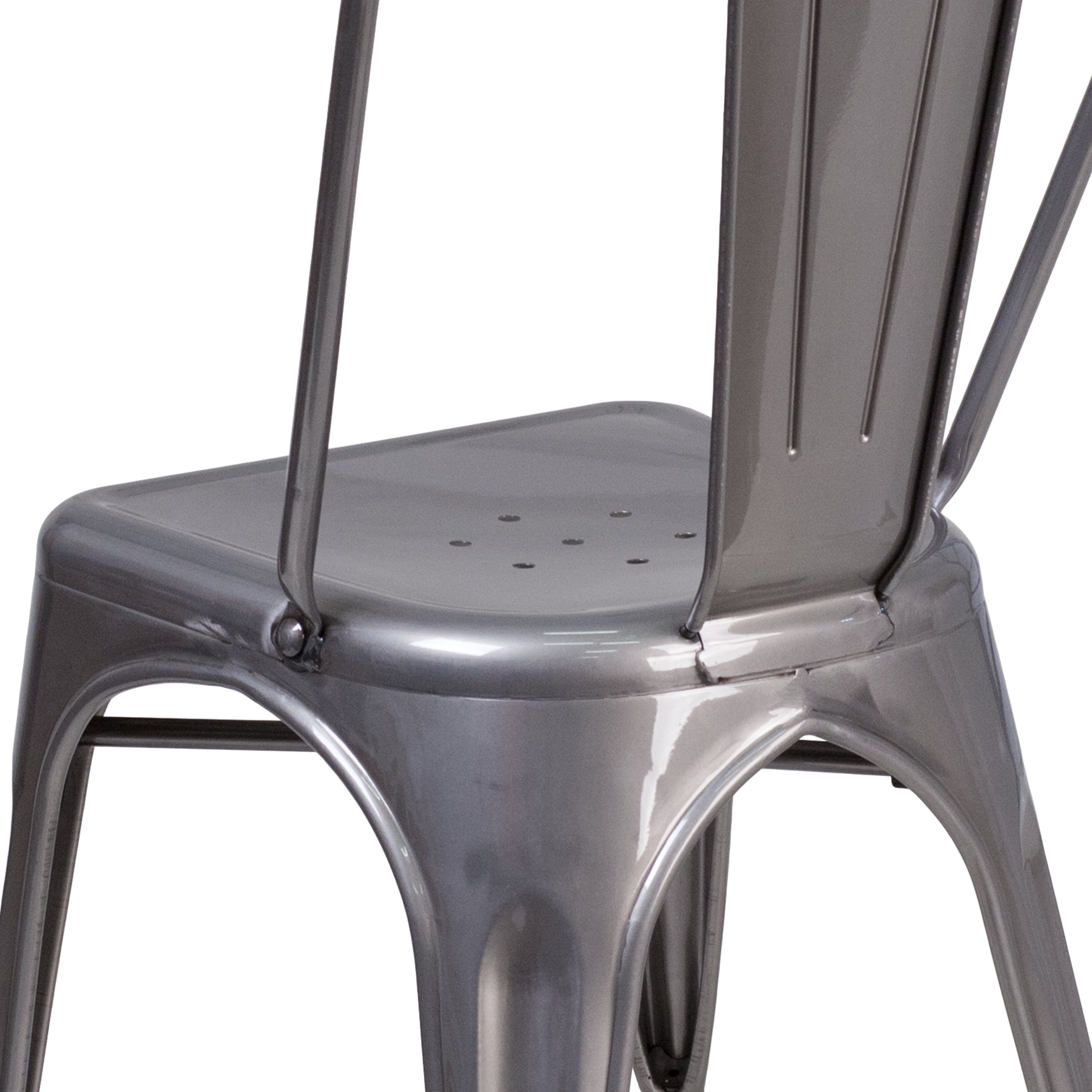Lincoln Silver Antique Finish with Clear Coat Metal Indoor Stackable Chair