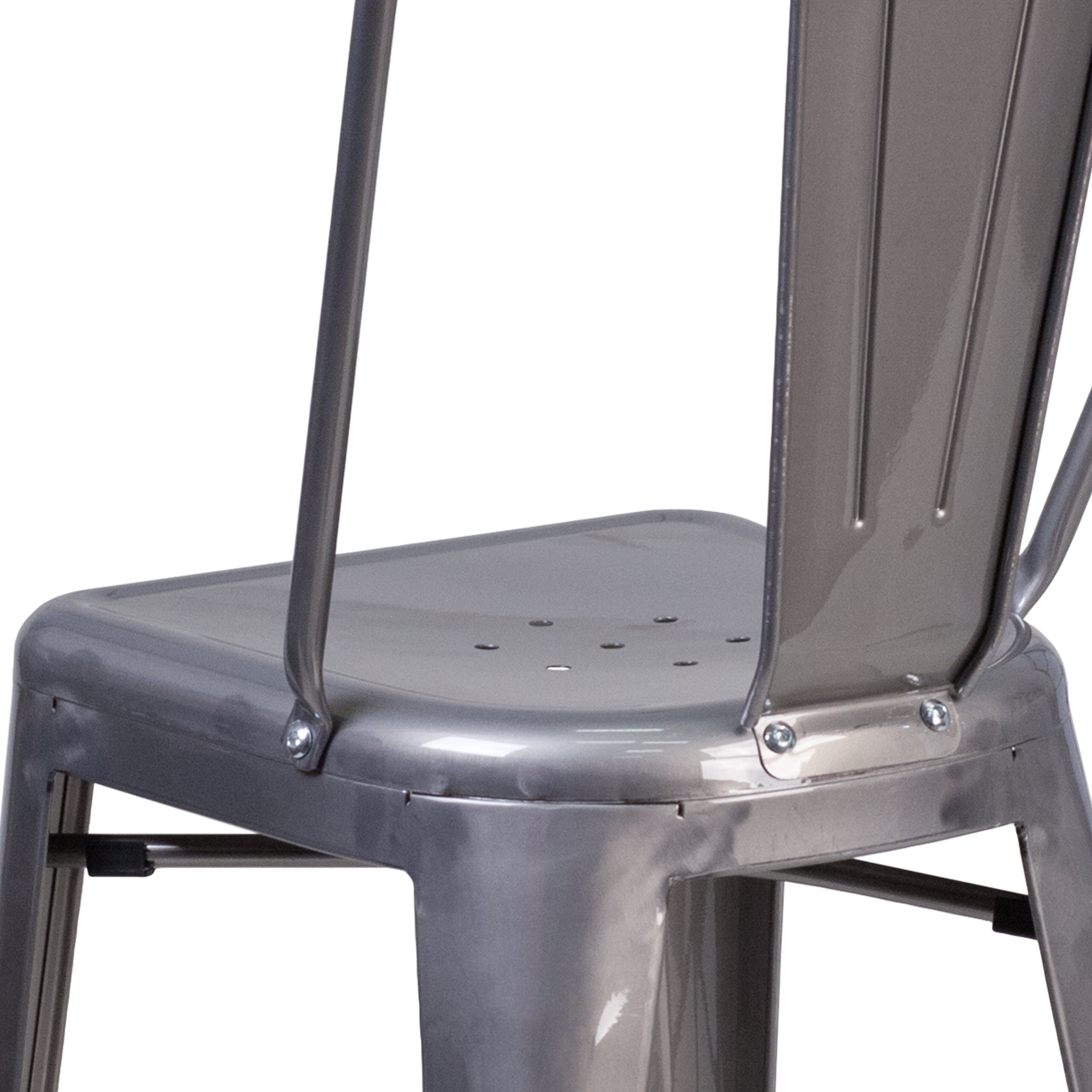 Lincoln 24'' High Silver Antique Finish with Clear Coat Indoor Counter Height Stool with Back