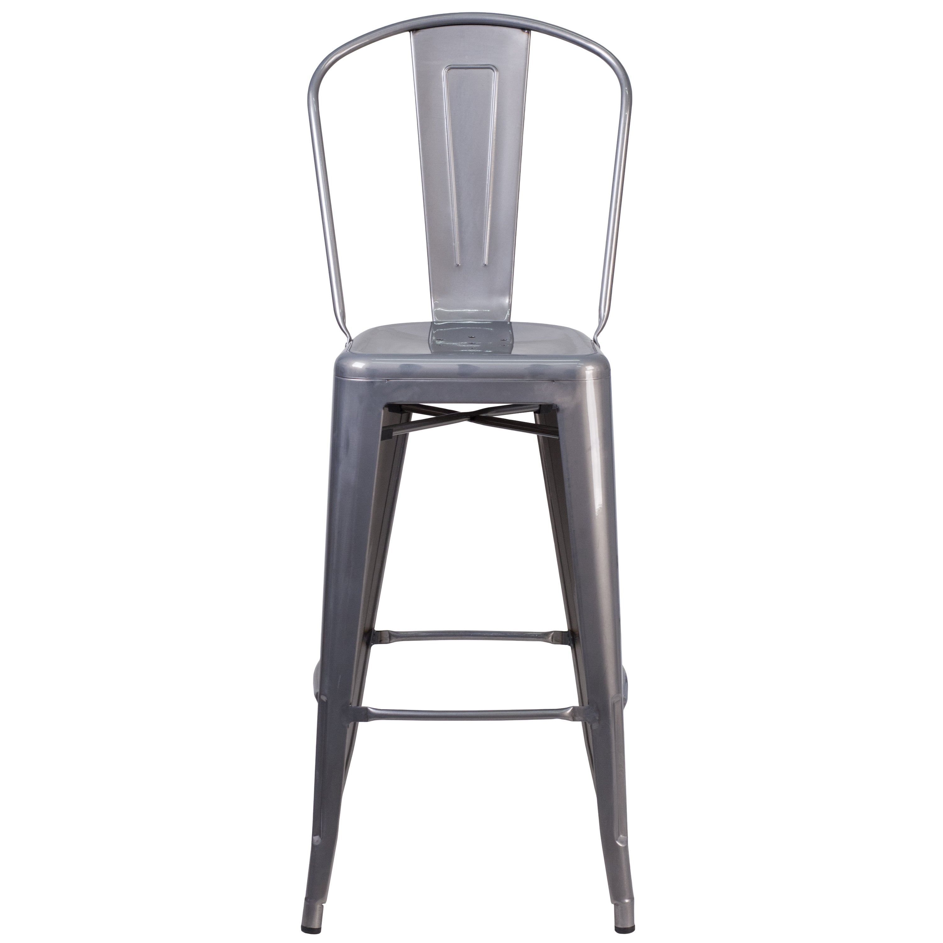 Lincoln 30'' High Silver Antique Finish with Clear Coat Indoor Barstool with Back