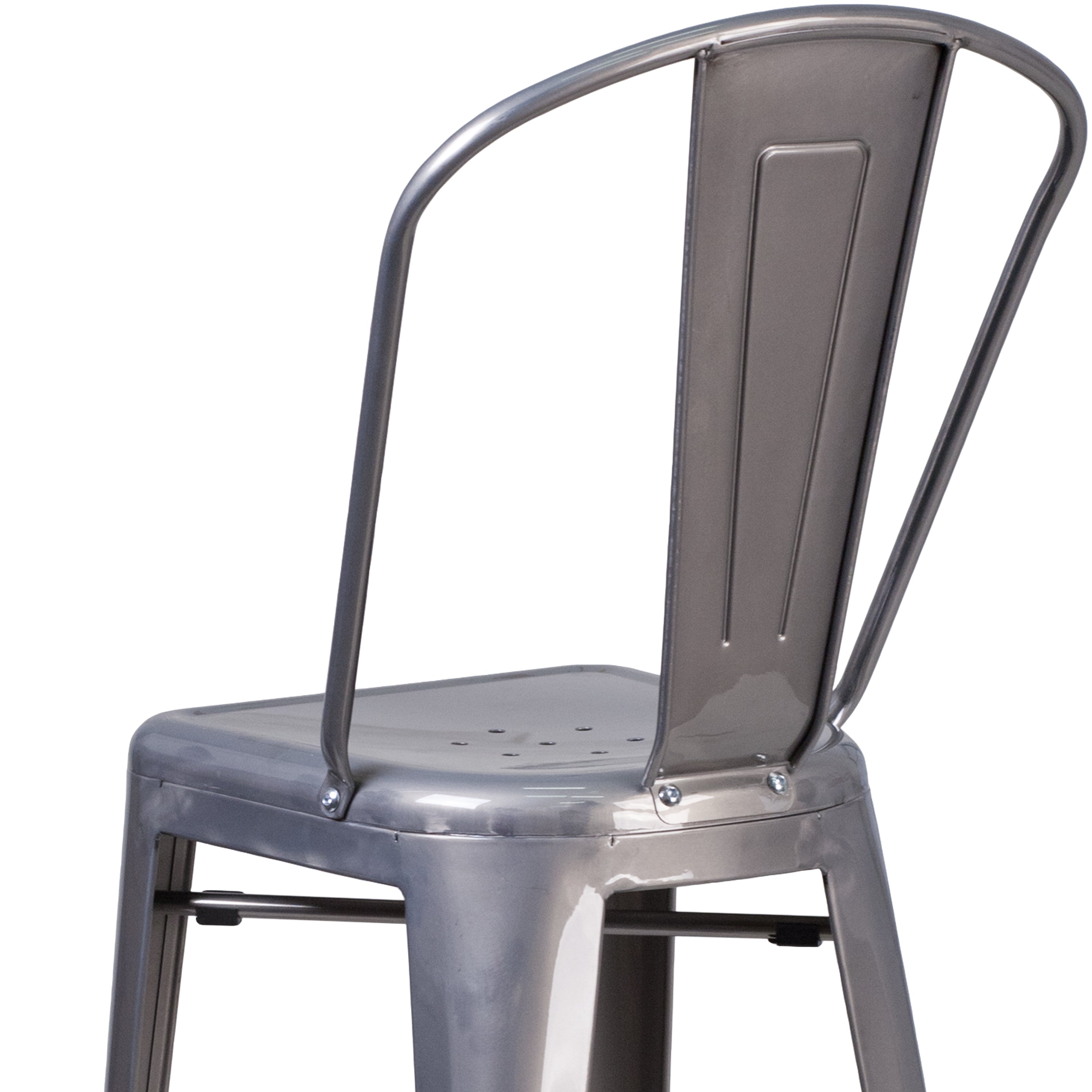 Lincoln 30'' High Silver Antique Finish with Clear Coat Indoor Barstool with Back