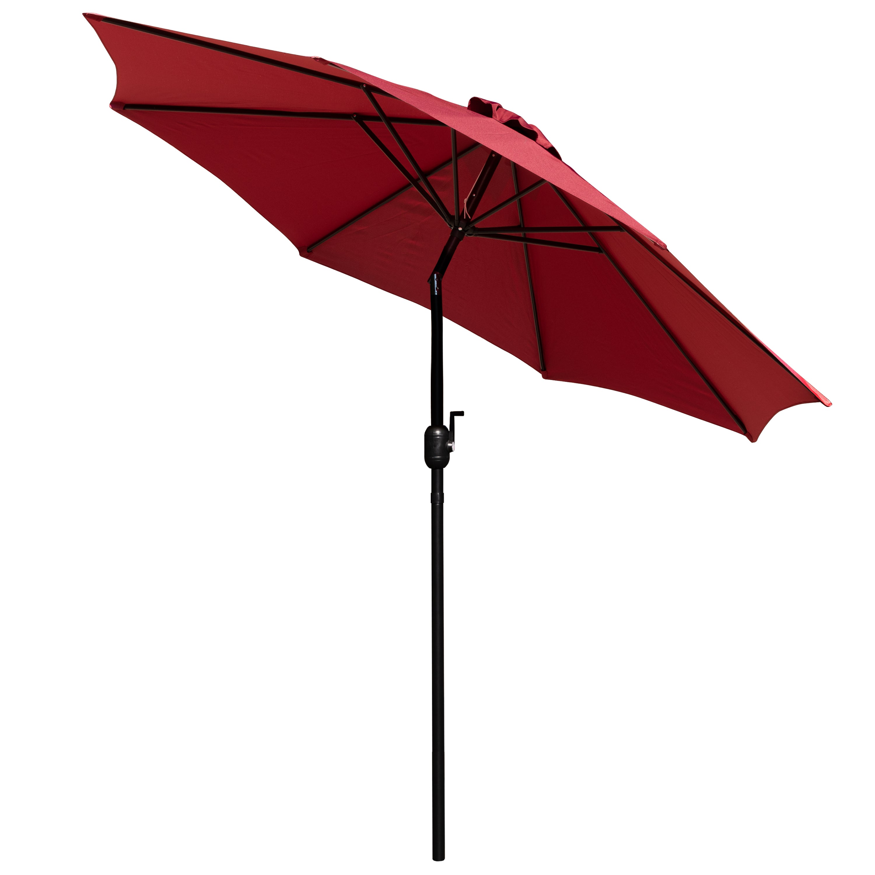 Lark 3 Piece Outdoor Patio Table Set - 30" x 48" Synthetic Teak Patio Table with Red Umbrella and Base