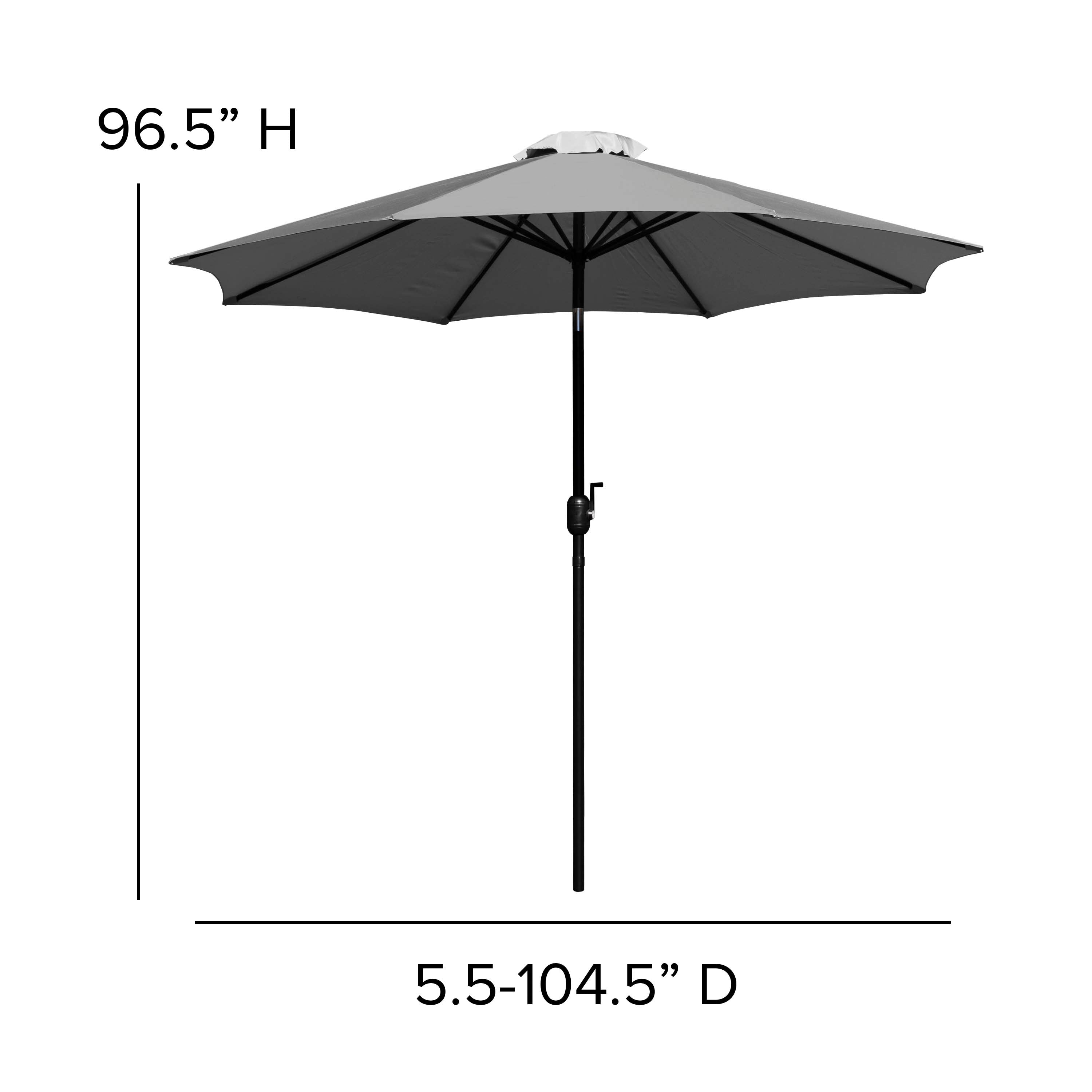 Lark 3 Piece Outdoor Patio Table Set - 35" Square Synthetic Teak Patio Table with Gray Umbrella and Base