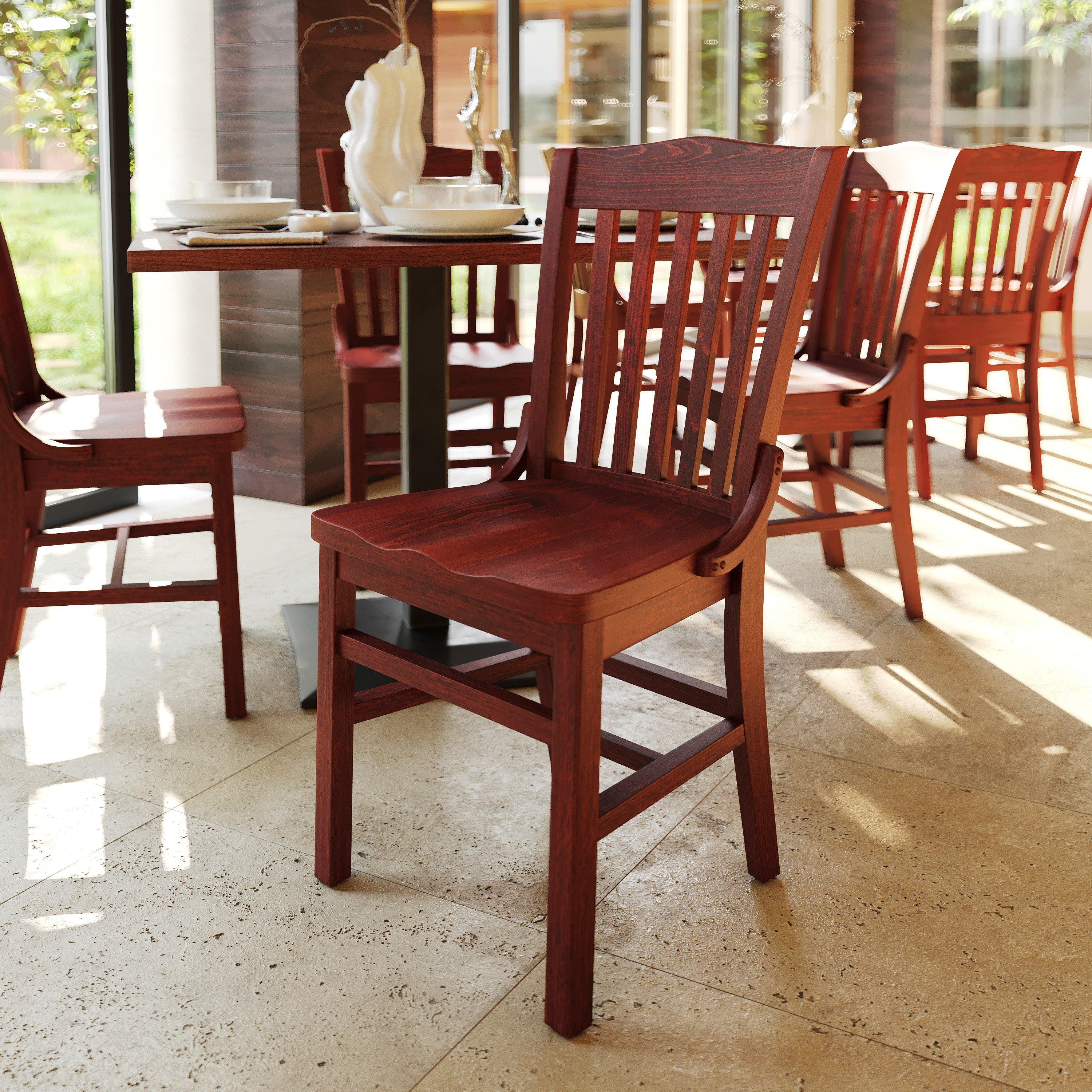 HERCULES Series School House Back Mahogany Wood Restaurant Chair