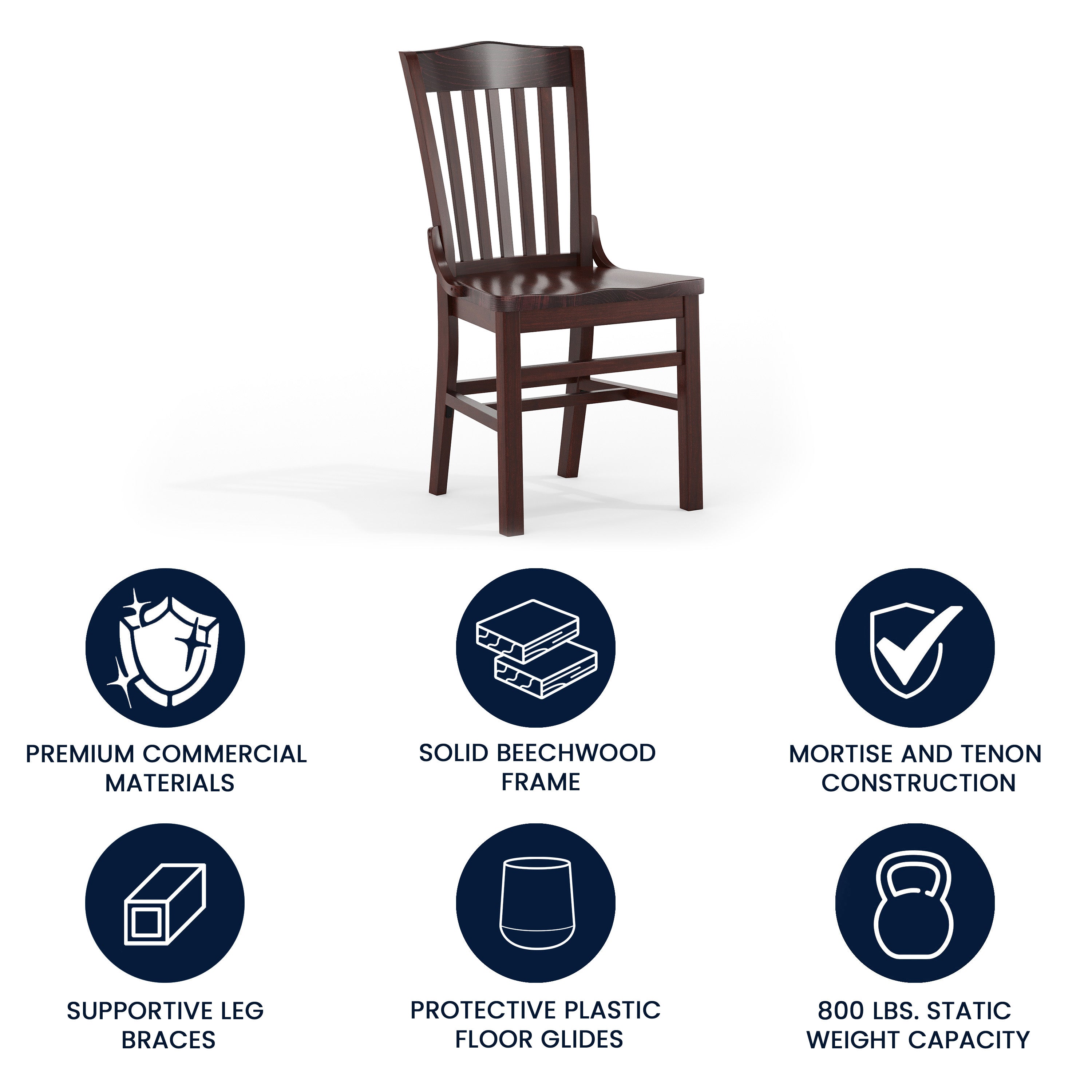 HERCULES Series School House Back Walnut Wood Restaurant Chair