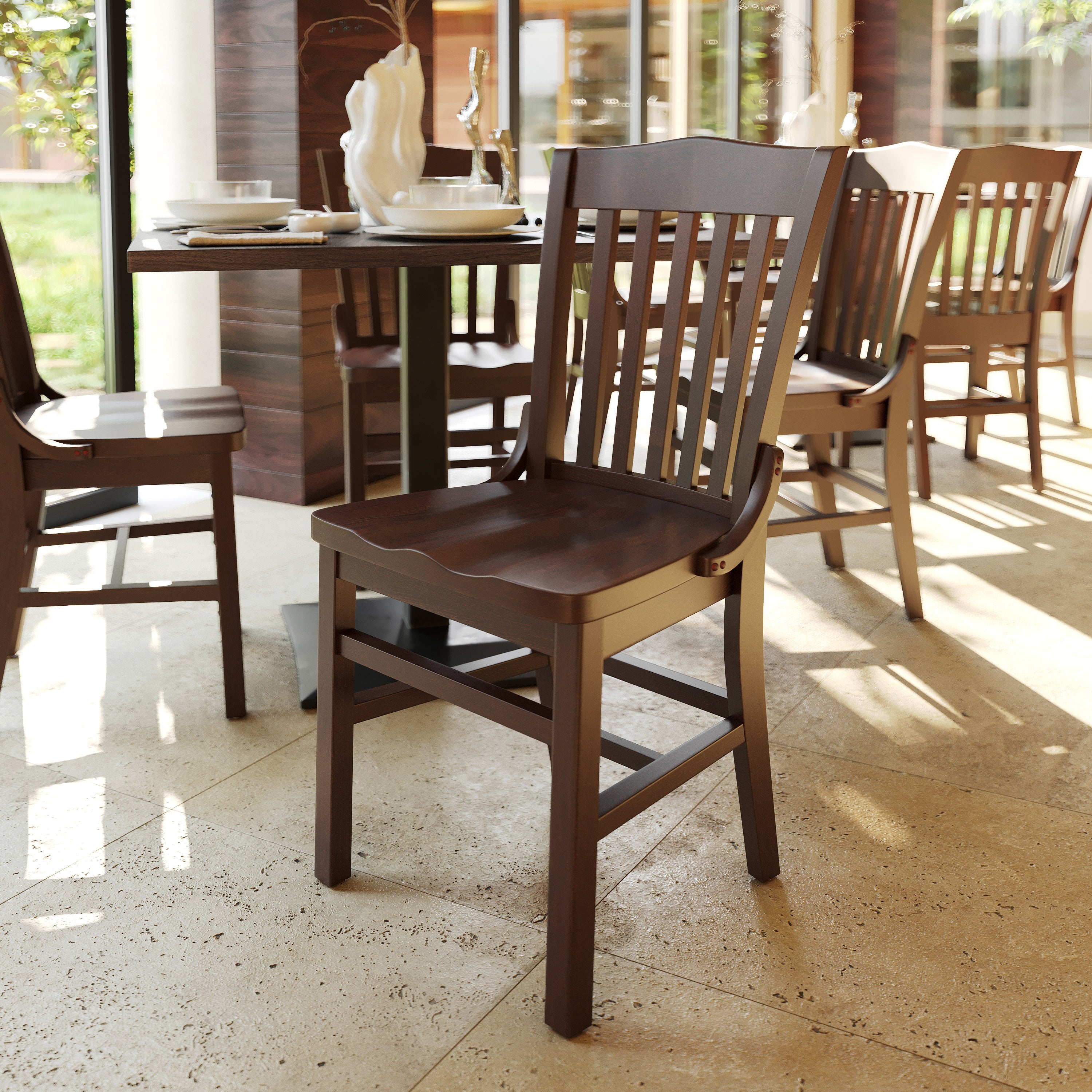 HERCULES Series School House Back Walnut Wood Restaurant Chair