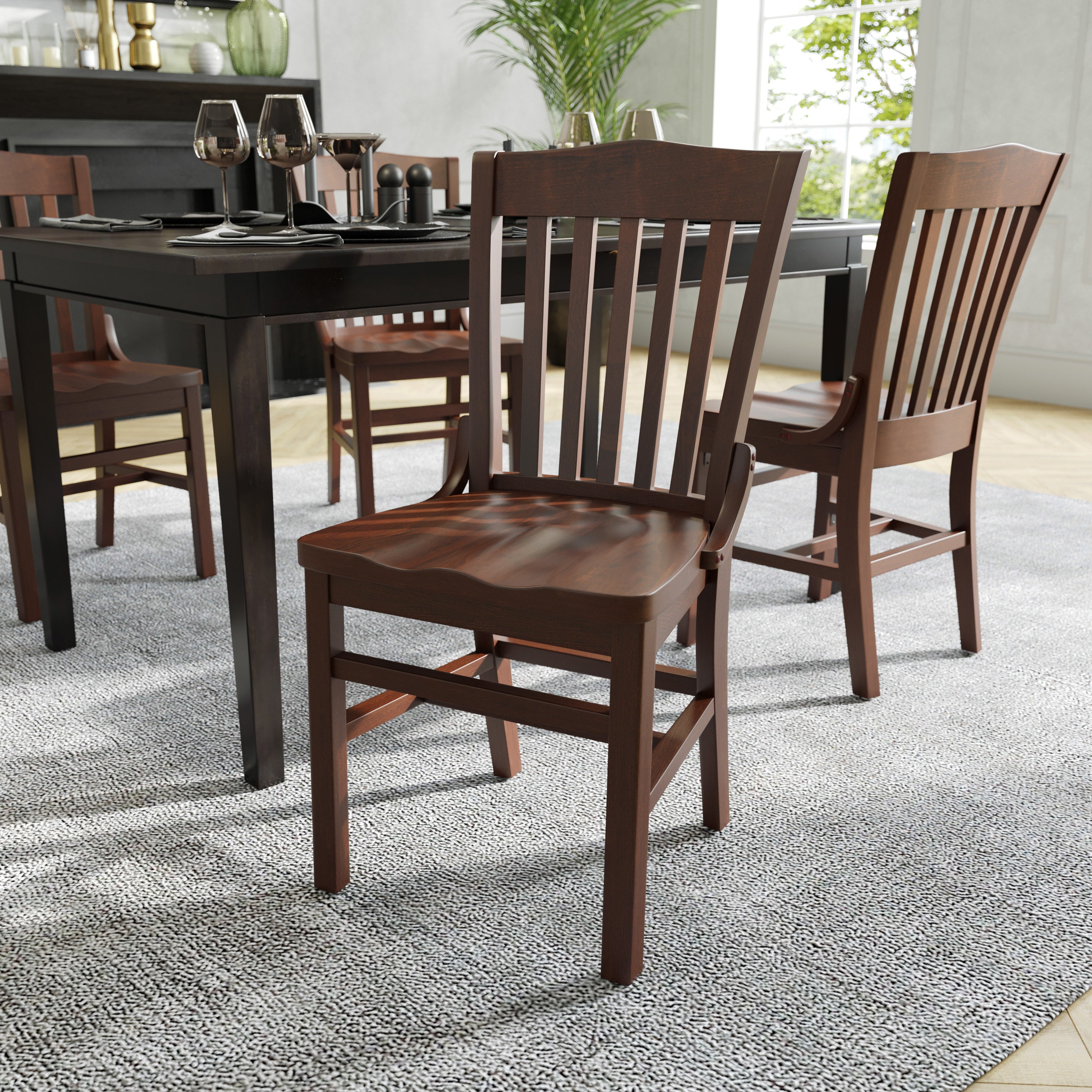 HERCULES Series School House Back Walnut Wood Restaurant Chair