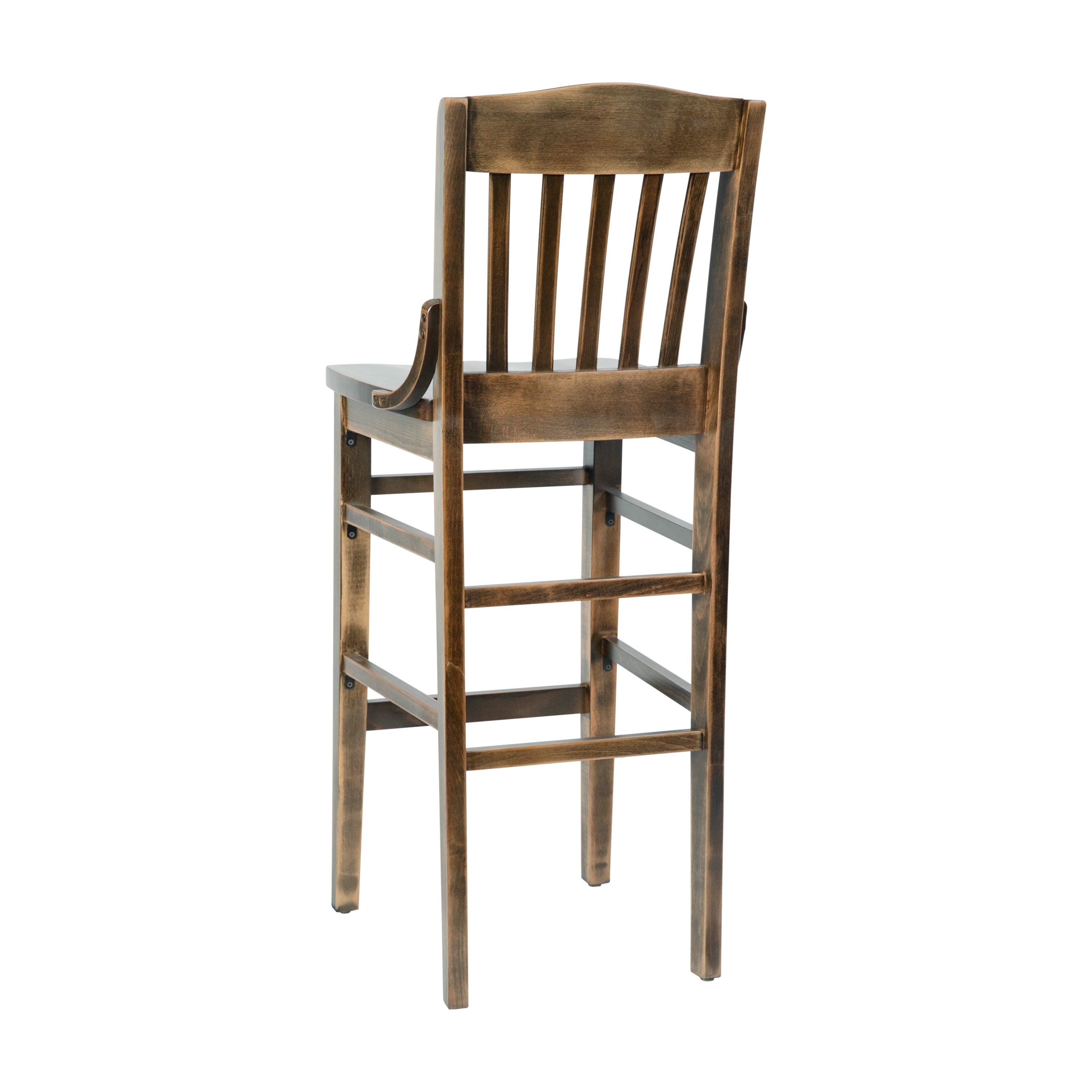HERCULES School House Back Antique Copper Wood Restaurant Barstool