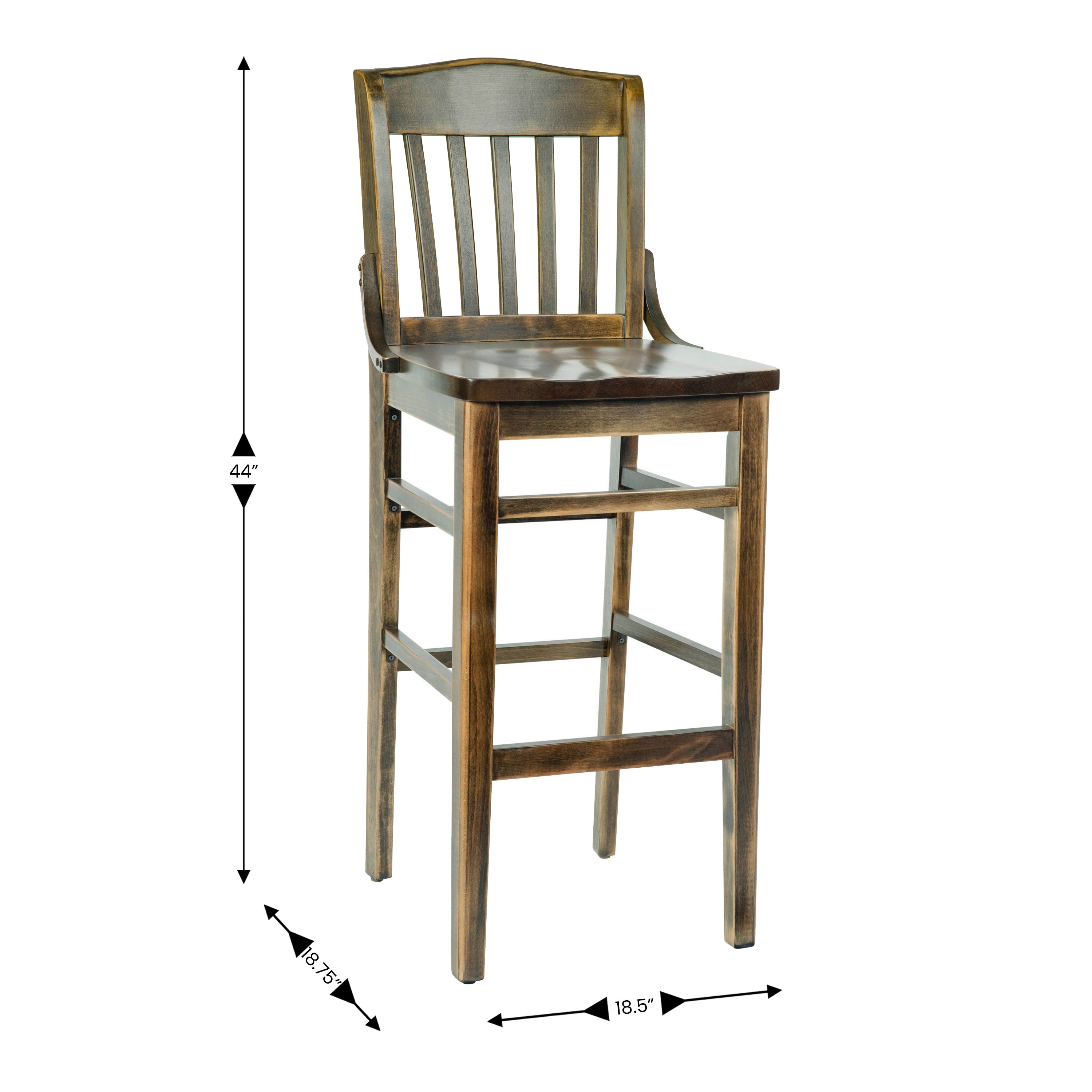 HERCULES School House Back Antique Copper Wood Restaurant Barstool