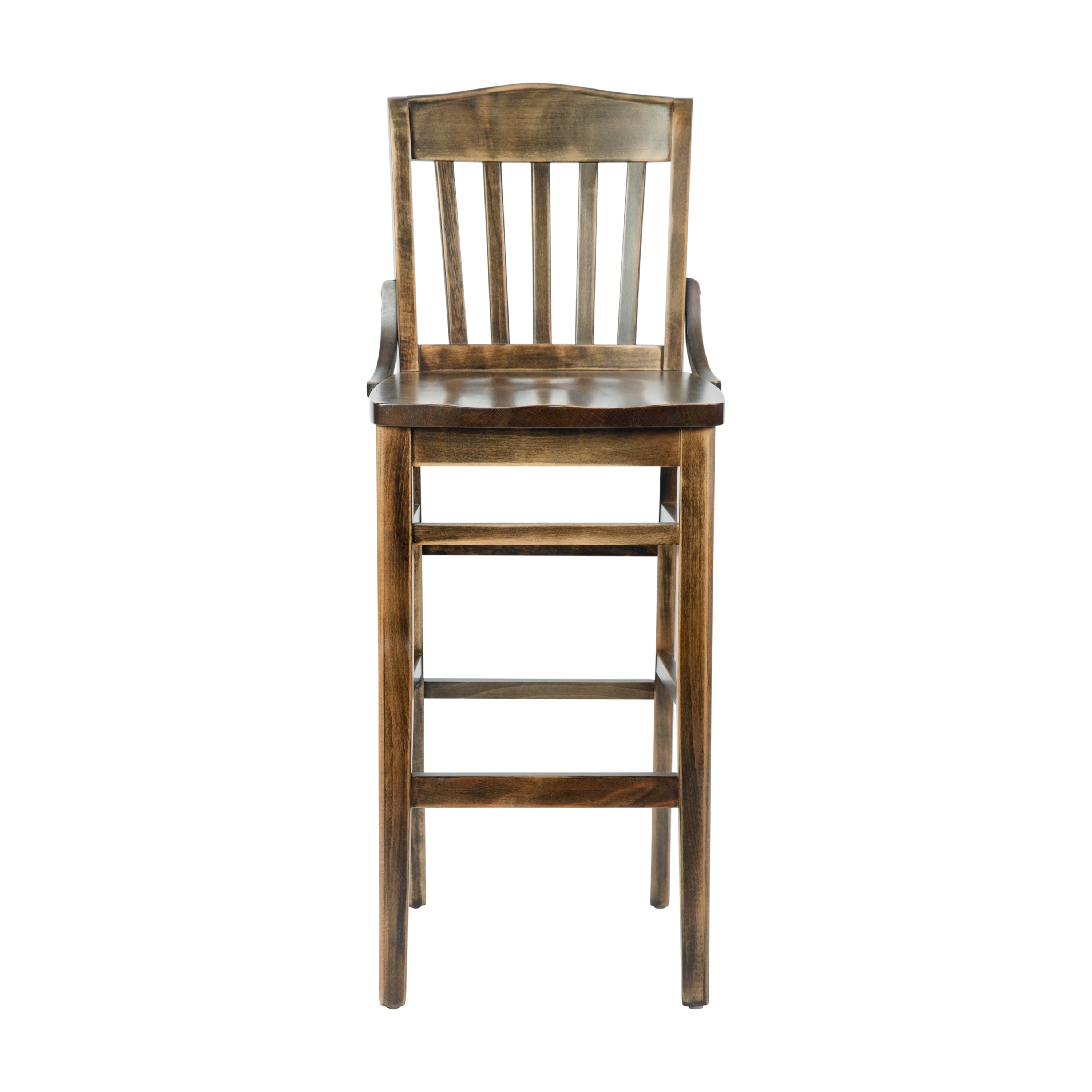 HERCULES School House Back Antique Copper Wood Restaurant Barstool