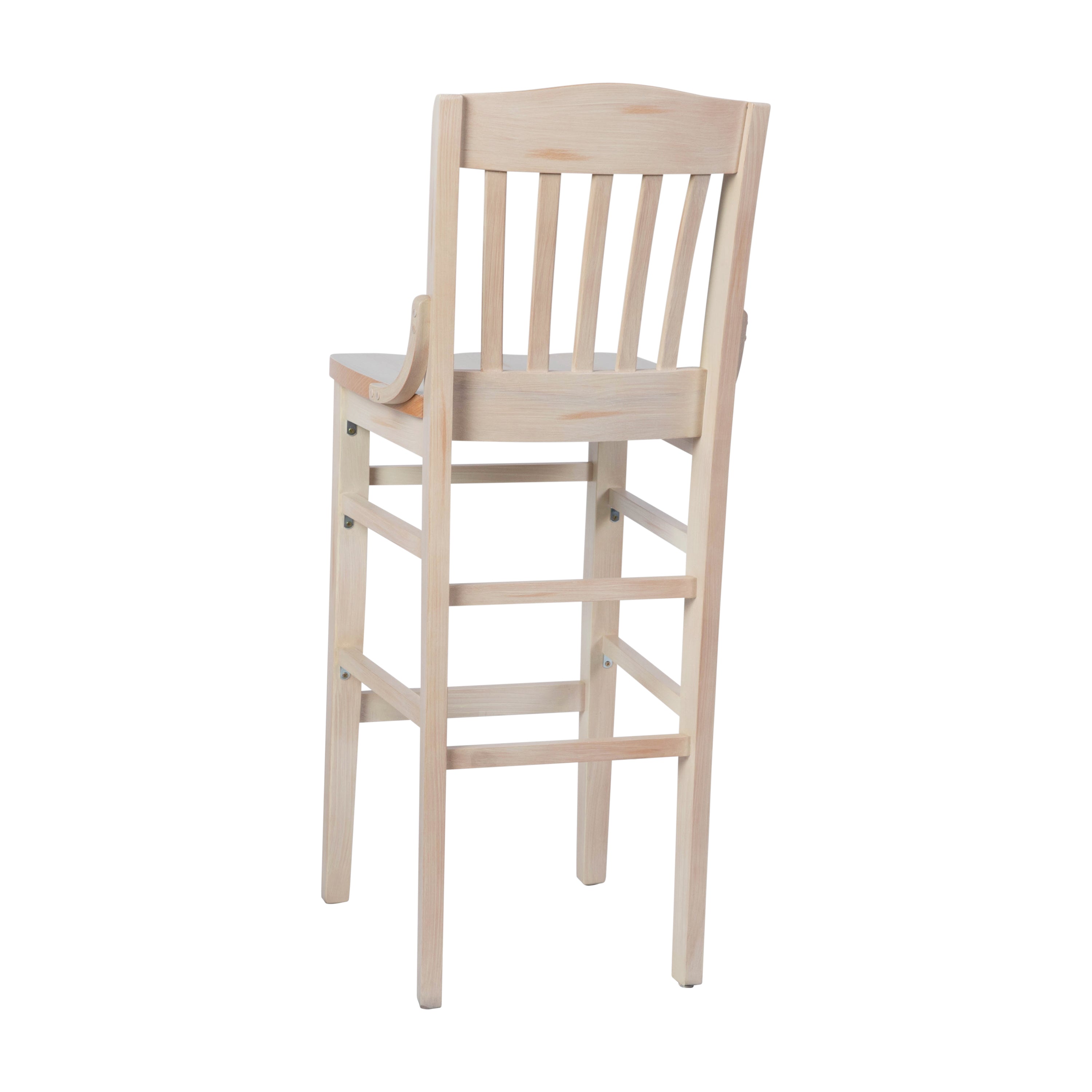 HERCULES School House Back Antique White Wood Restaurant Barstool