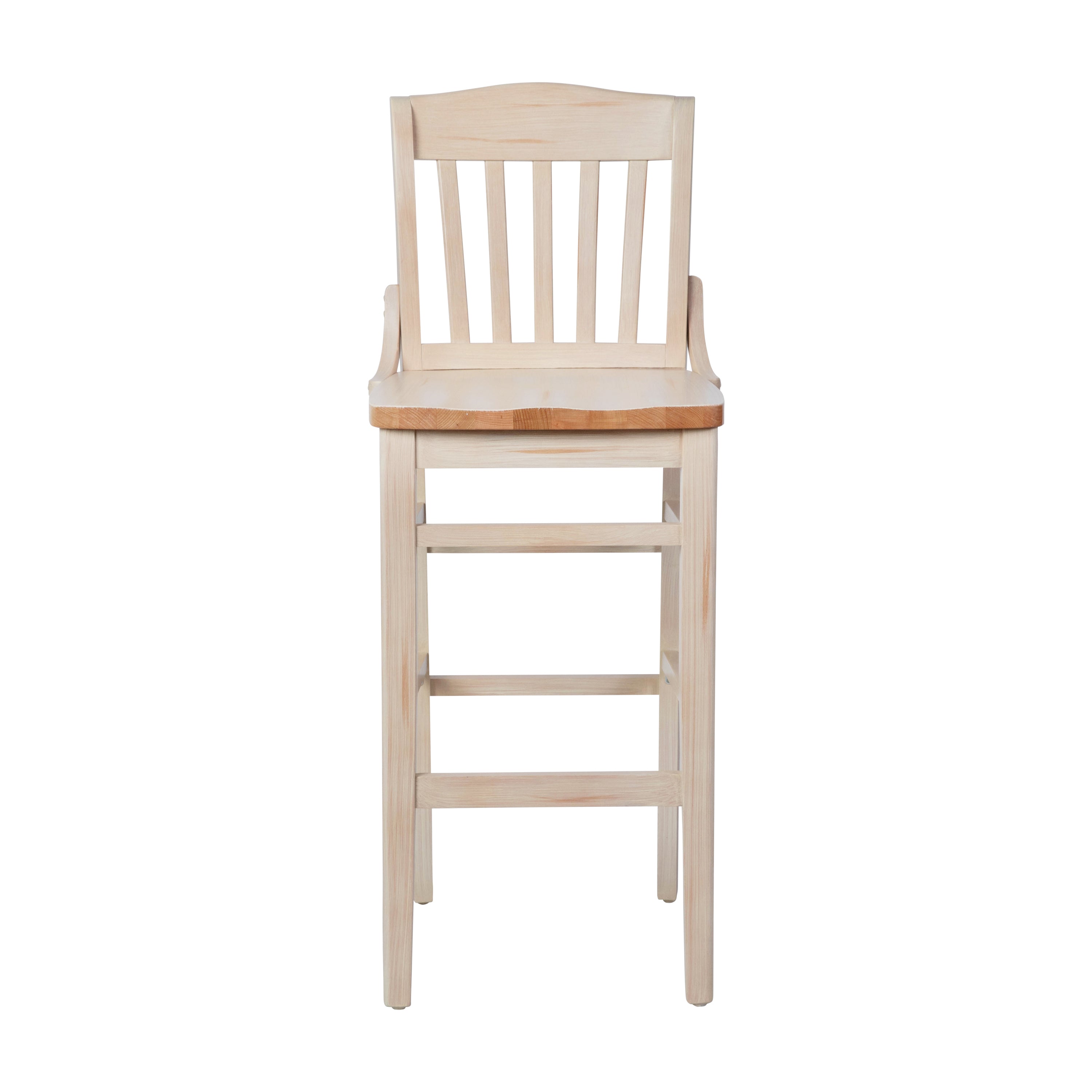 HERCULES School House Back Antique White Wood Restaurant Barstool