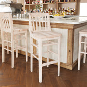 HERCULES School House Back Antique White Wood Restaurant Barstool