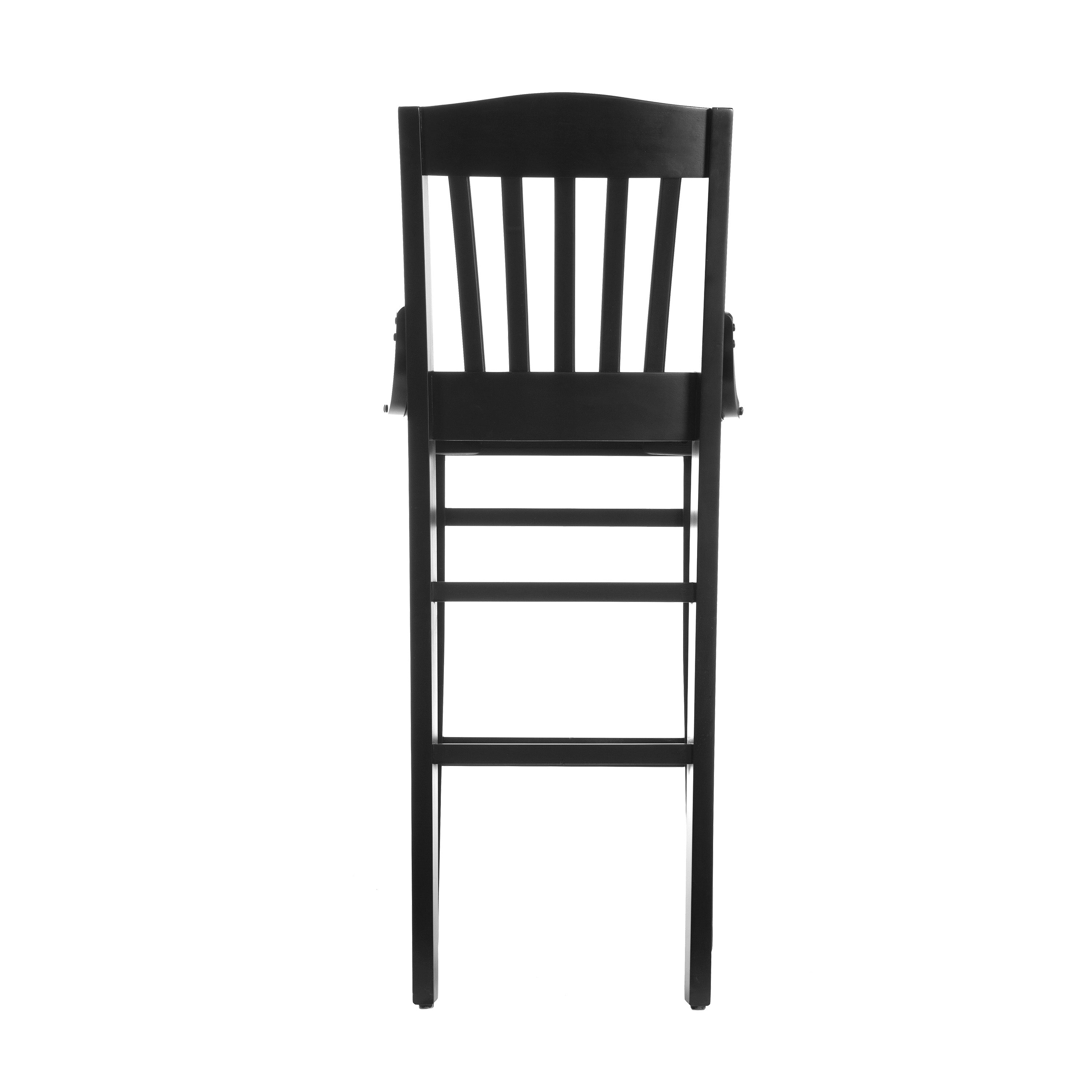 HERCULES School House Back Black Wood Restaurant Barstool