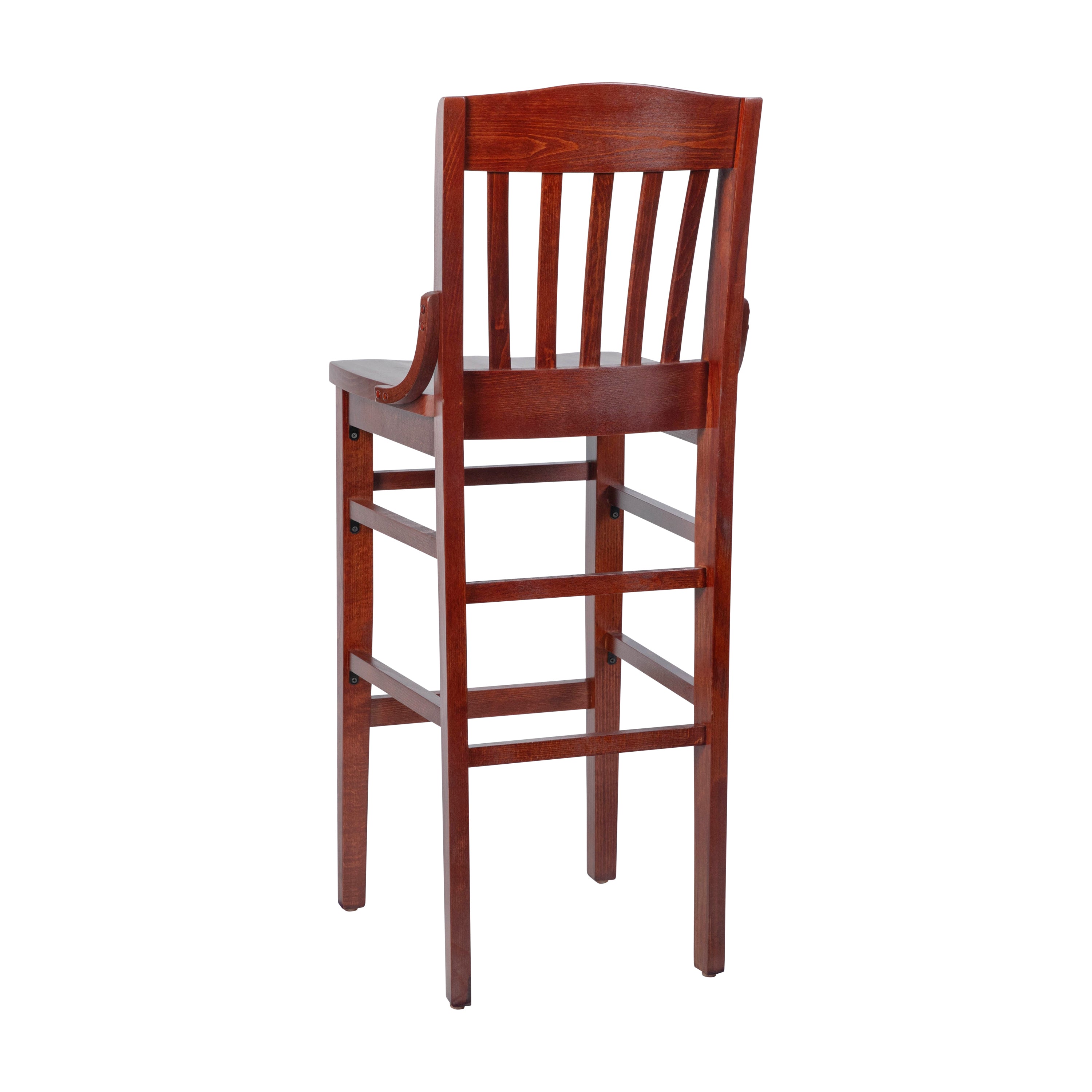 HERCULES Series School House Back Mahogany Wood Restaurant Barstool