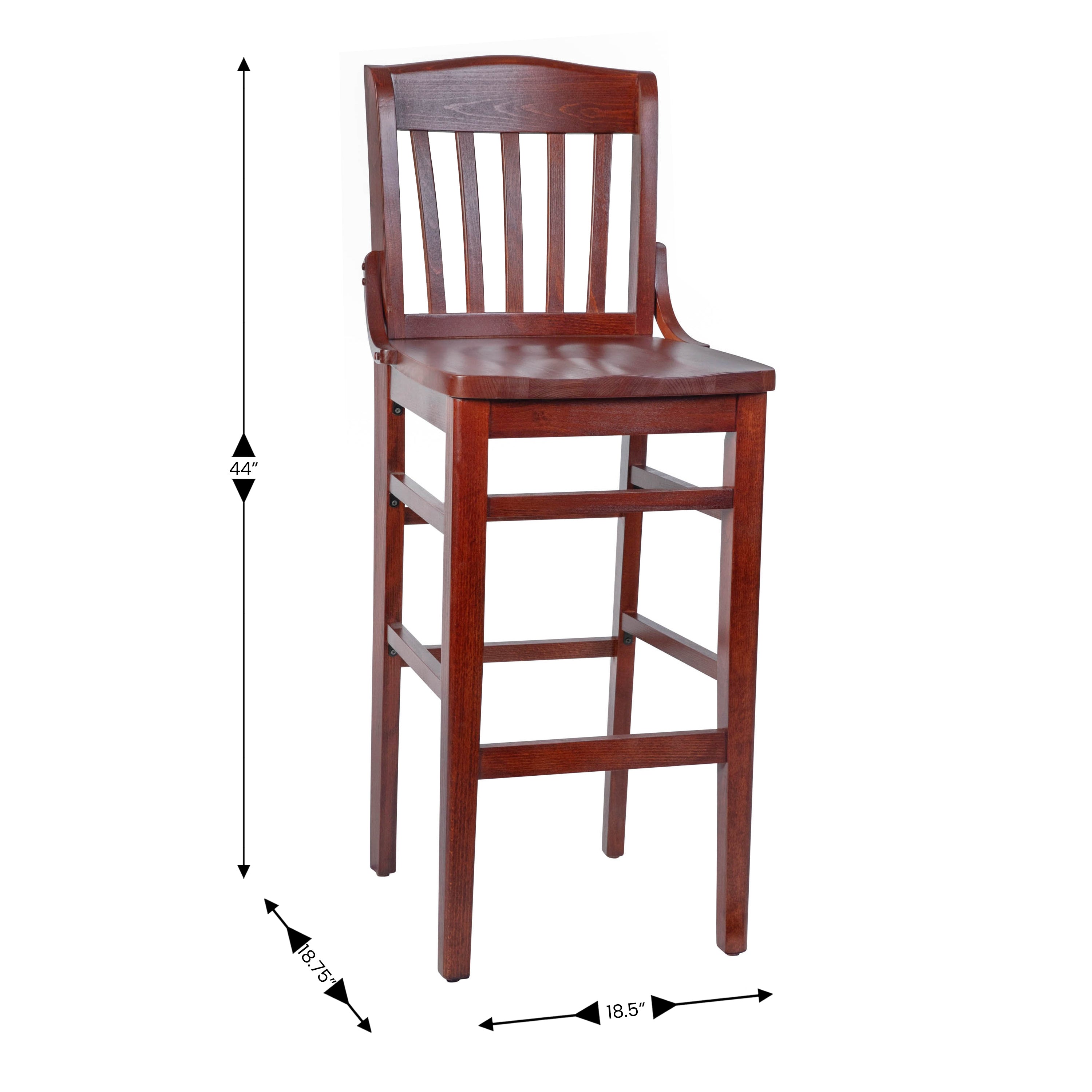 HERCULES Series School House Back Mahogany Wood Restaurant Barstool