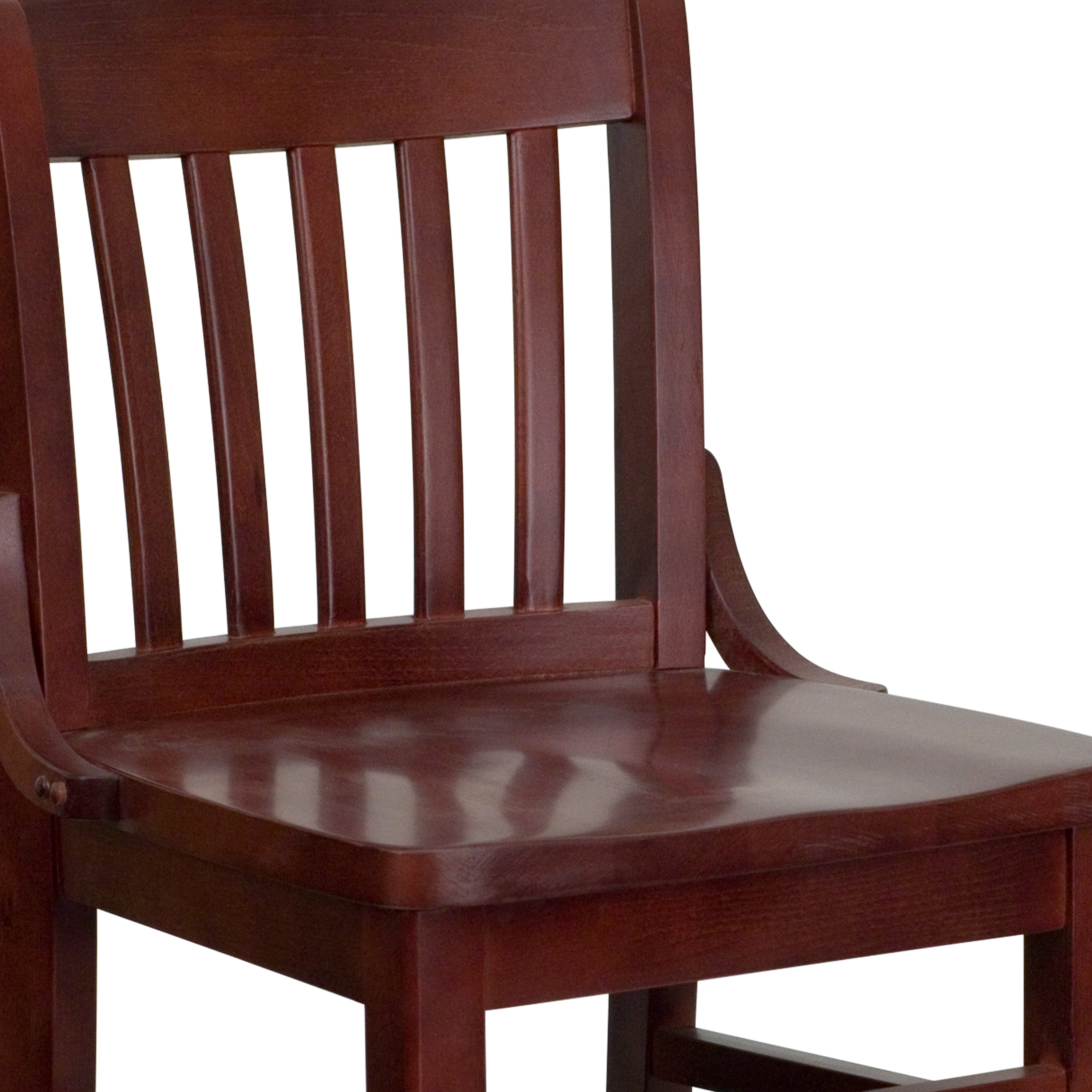 HERCULES Series School House Back Mahogany Wood Restaurant Barstool