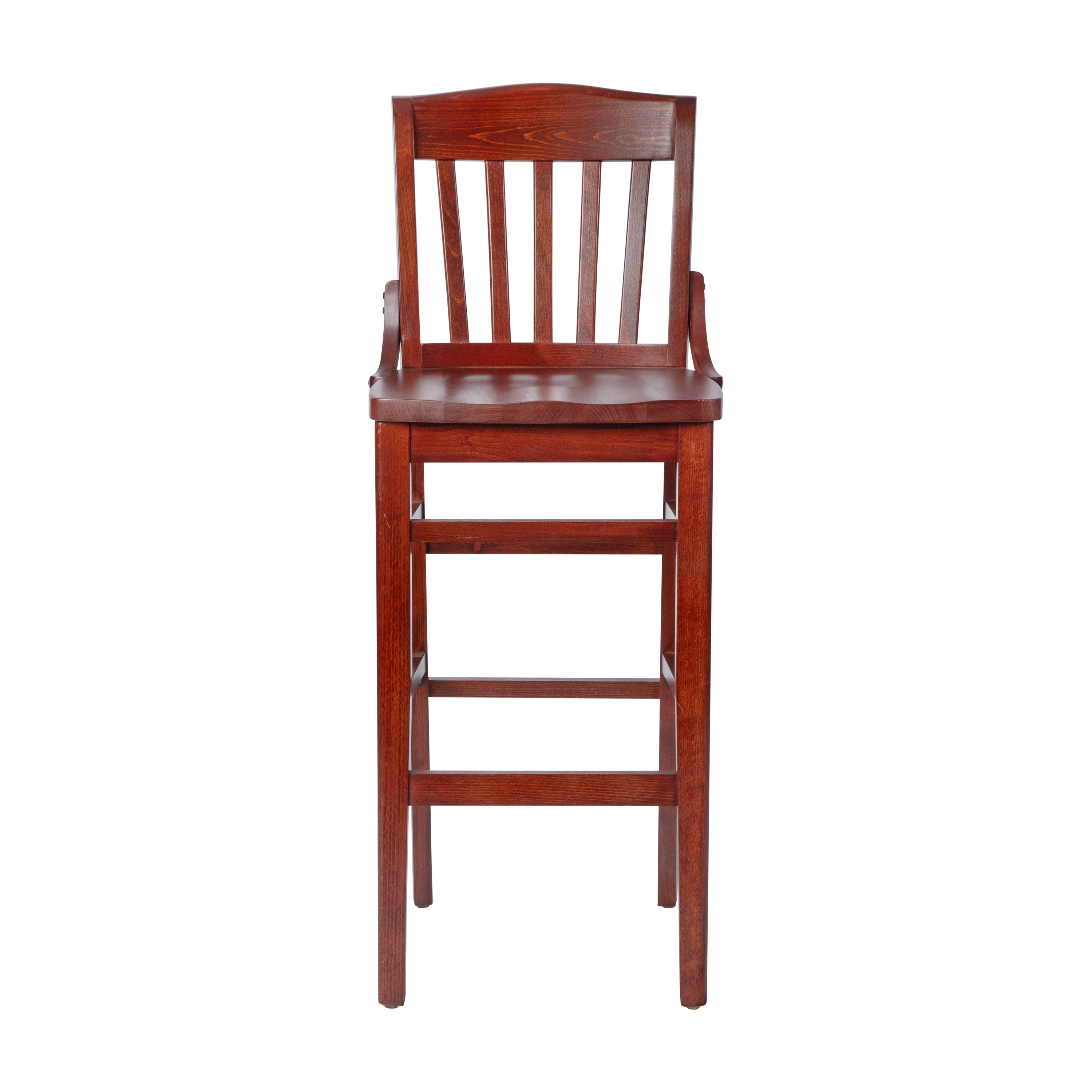 HERCULES Series School House Back Mahogany Wood Restaurant Barstool