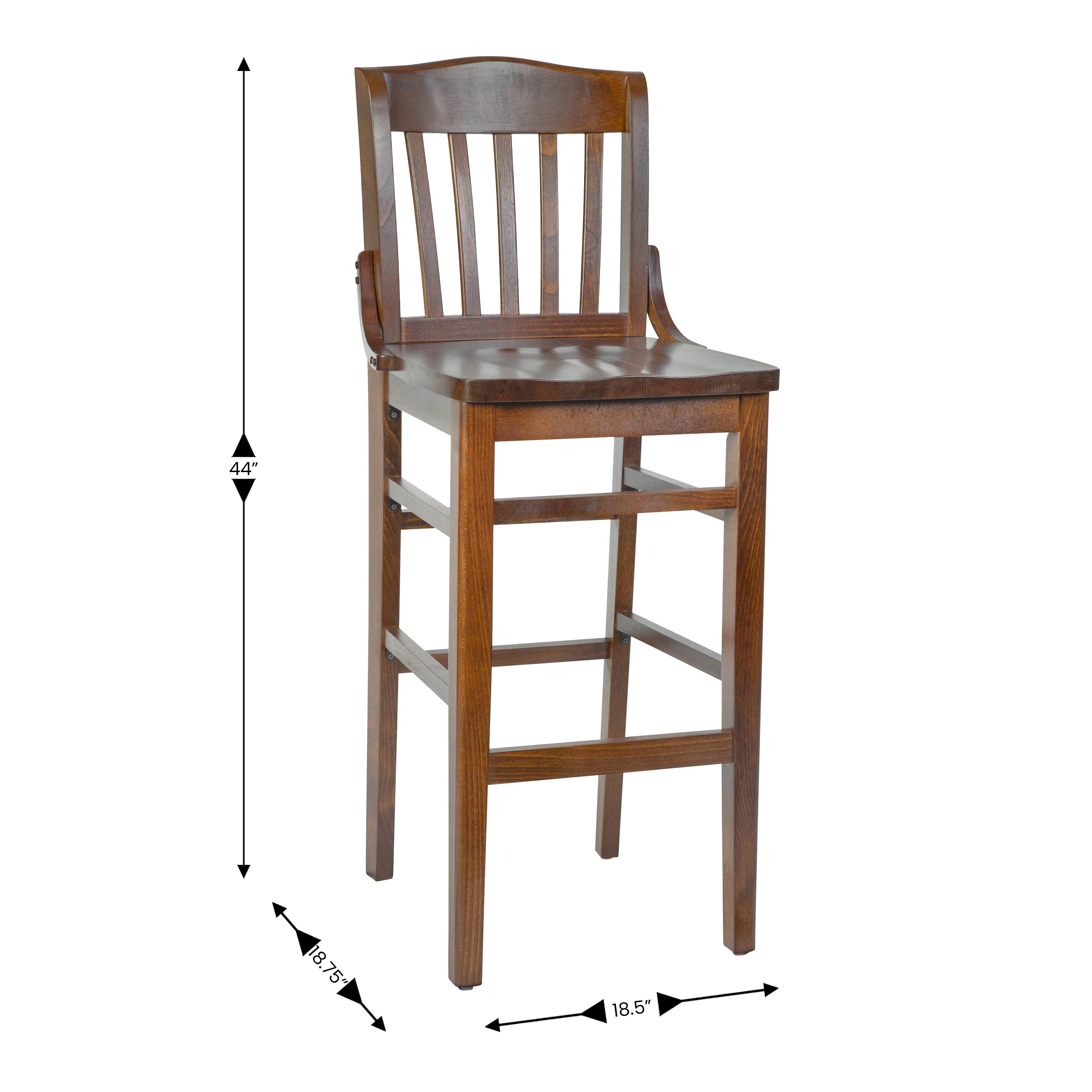 HERCULES Series School House Back Walnut Wood Restaurant Barstool