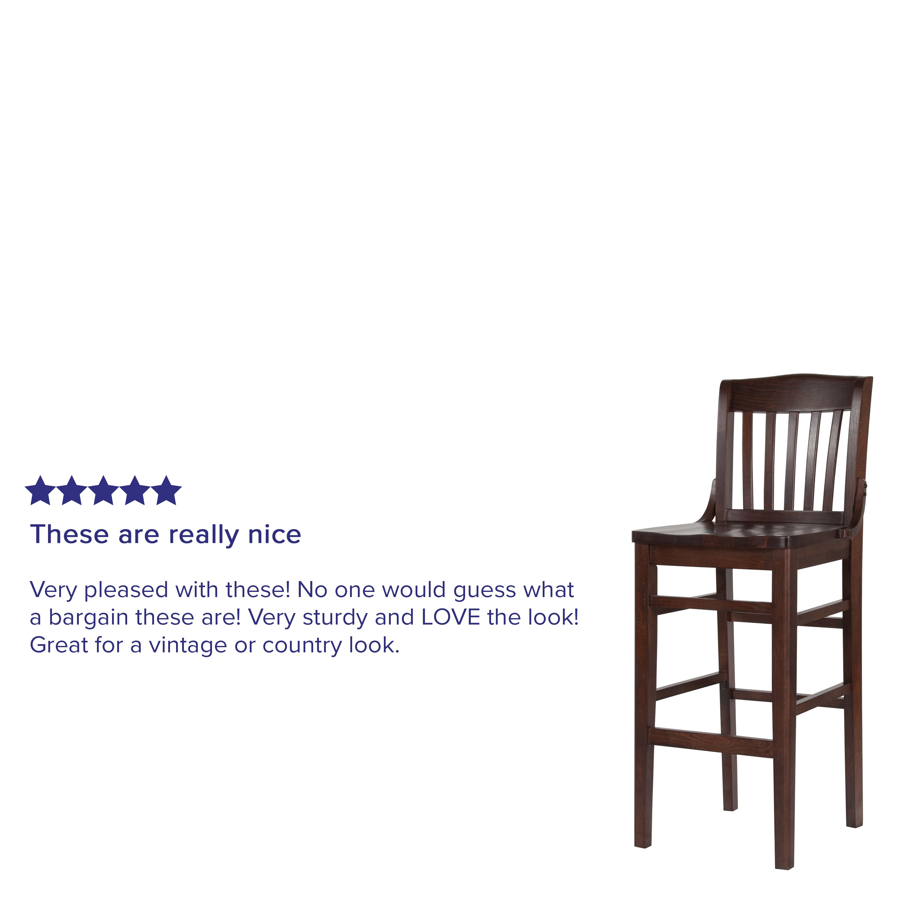 HERCULES Series School House Back Walnut Wood Restaurant Barstool