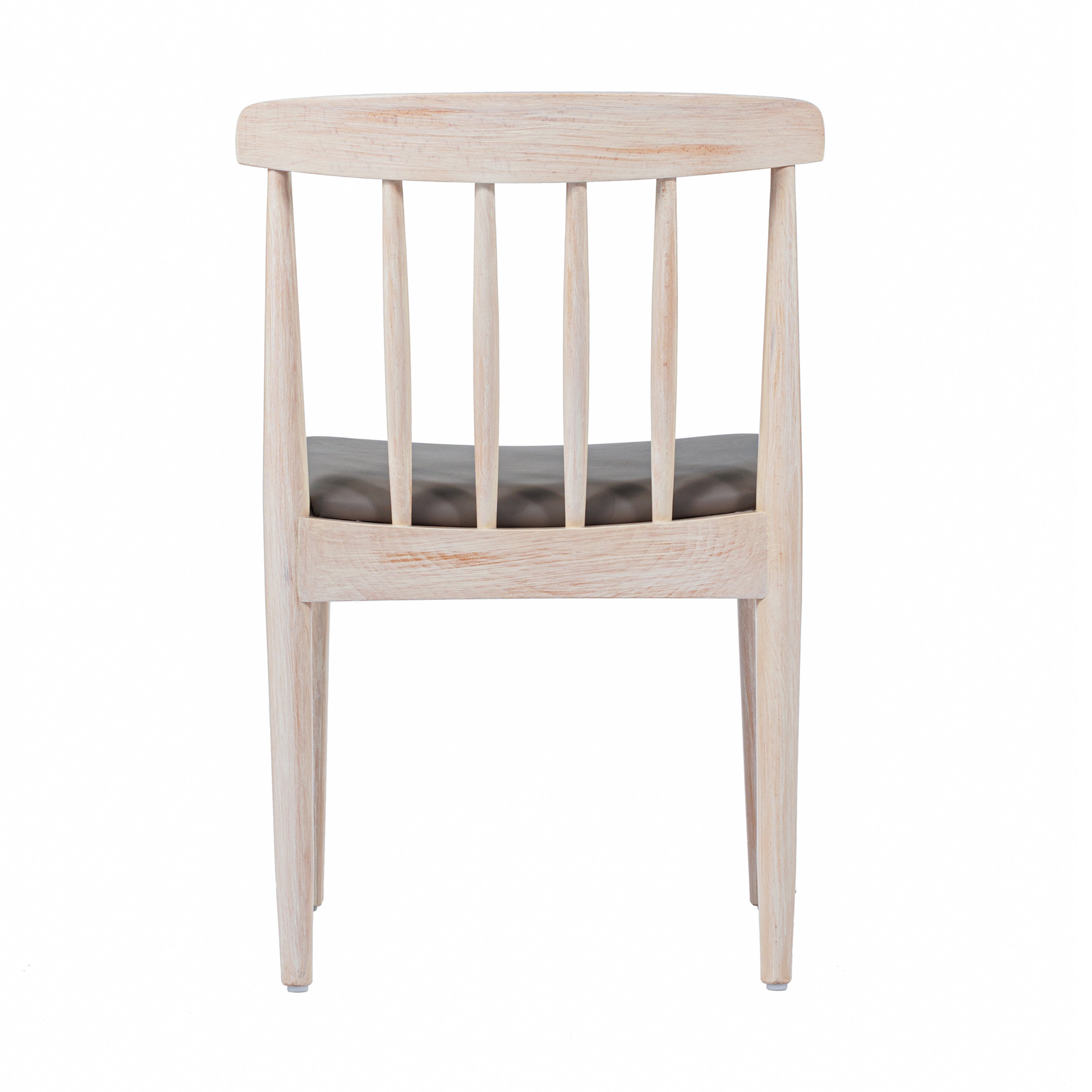 Chester Commercial Grade Solid Wood Antique White Dining Chair with Curved Spindle Backrest and Beige Vinyl Seat