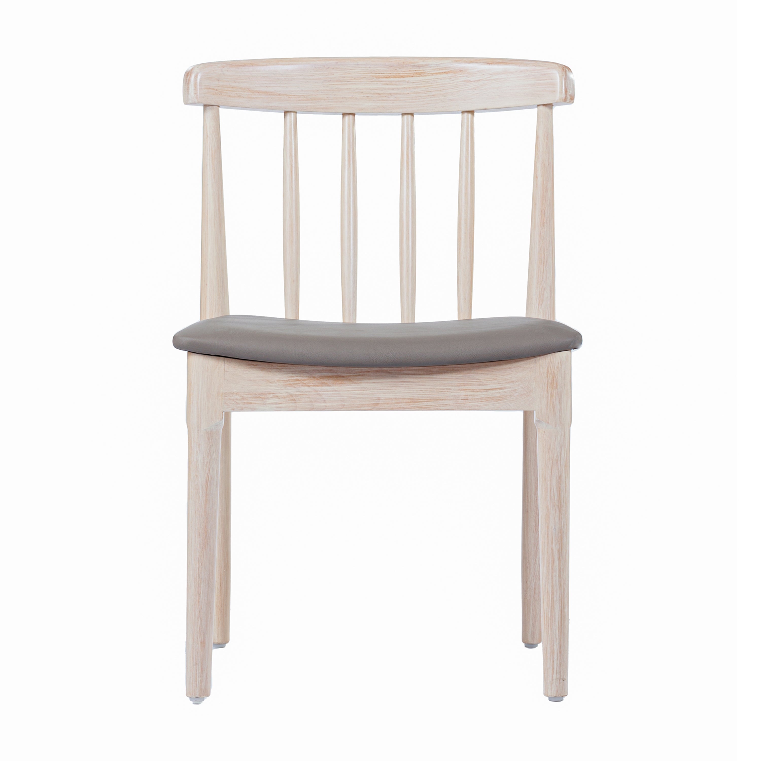 Chester Commercial Grade Solid Wood Antique White Dining Chair with Curved Spindle Backrest and Beige Vinyl Seat