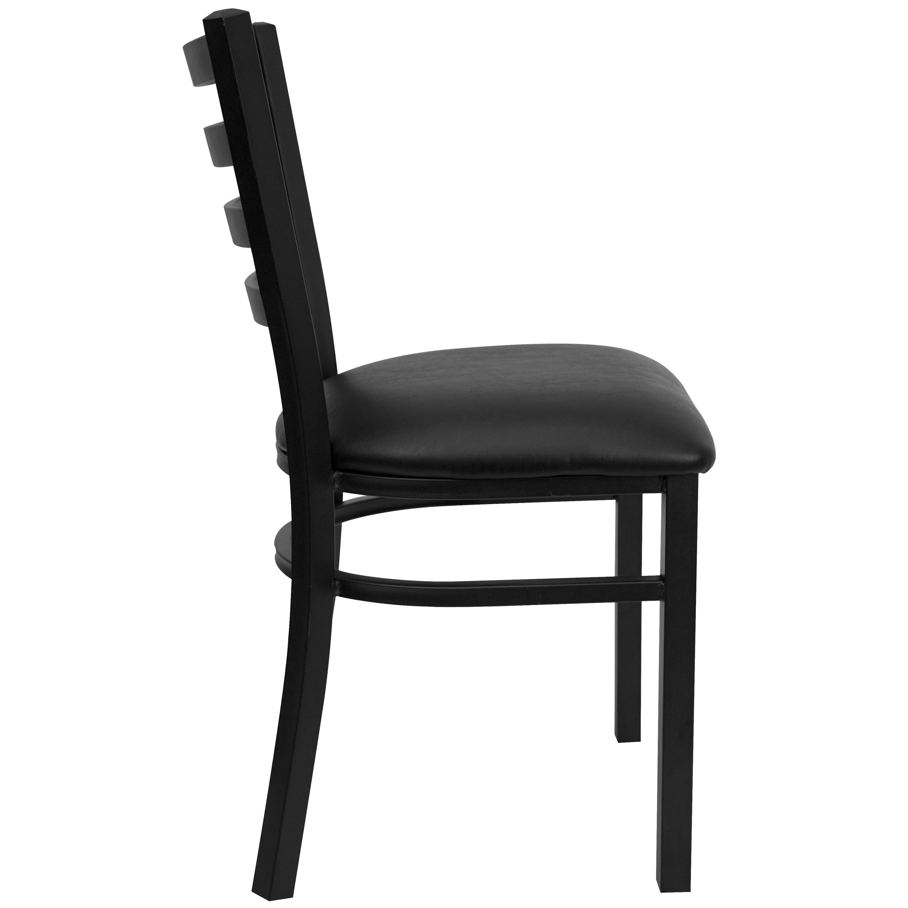 HERCULES Series Black Ladder Back Metal Restaurant Chair - Black Vinyl Seat
