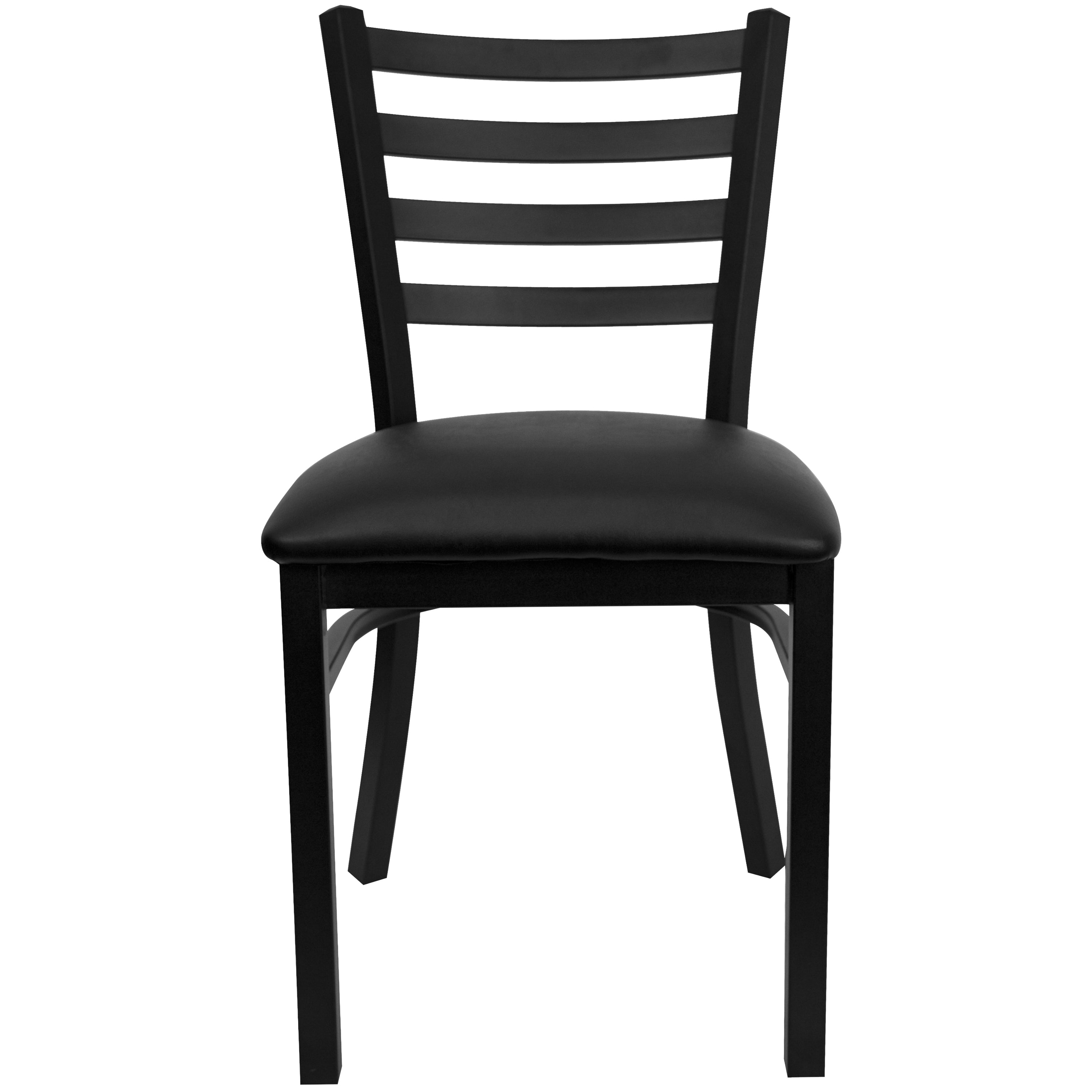 HERCULES Series Black Ladder Back Metal Restaurant Chair - Black Vinyl Seat