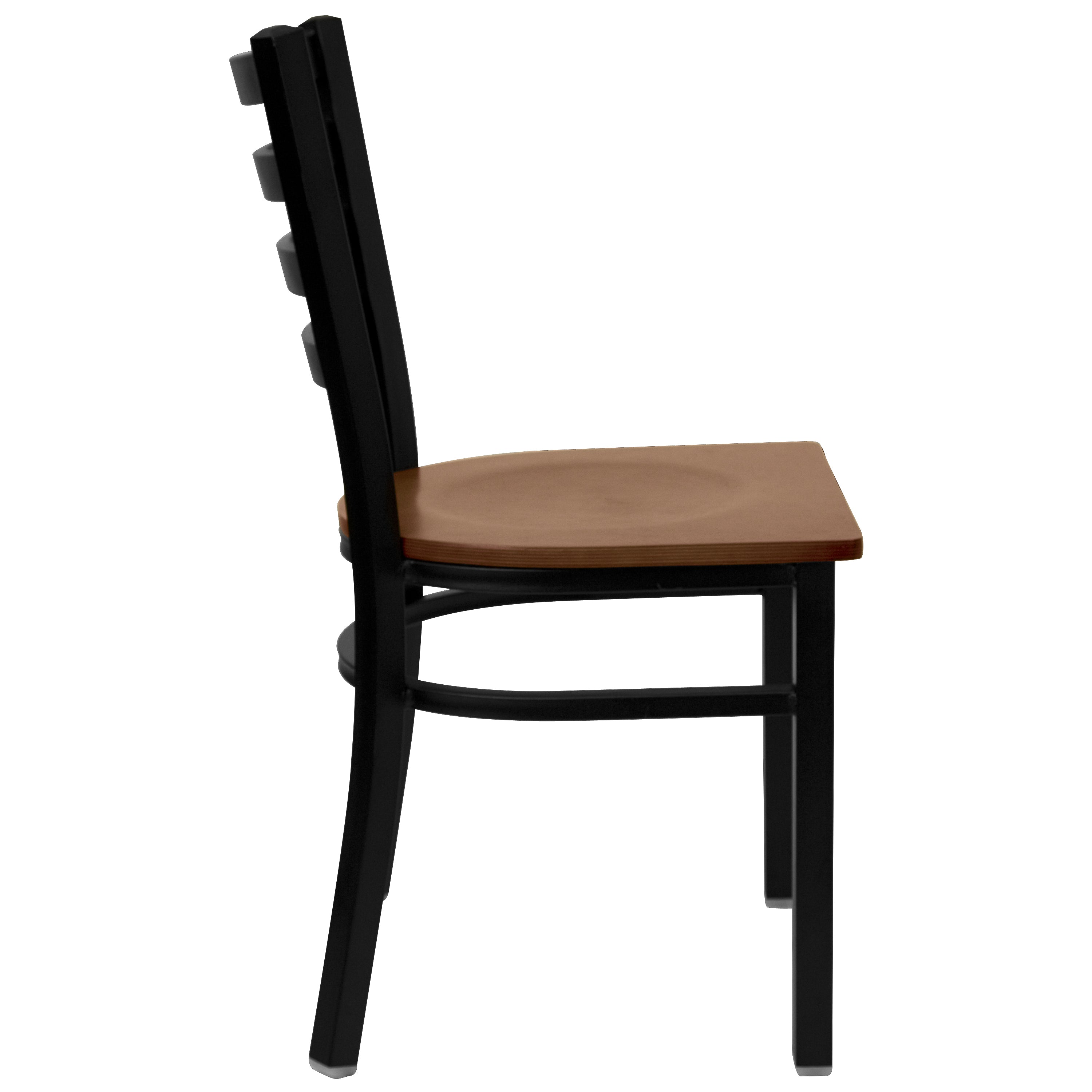 HERCULES Series Black Ladder Back Metal Restaurant Chair - Cherry Wood Seat