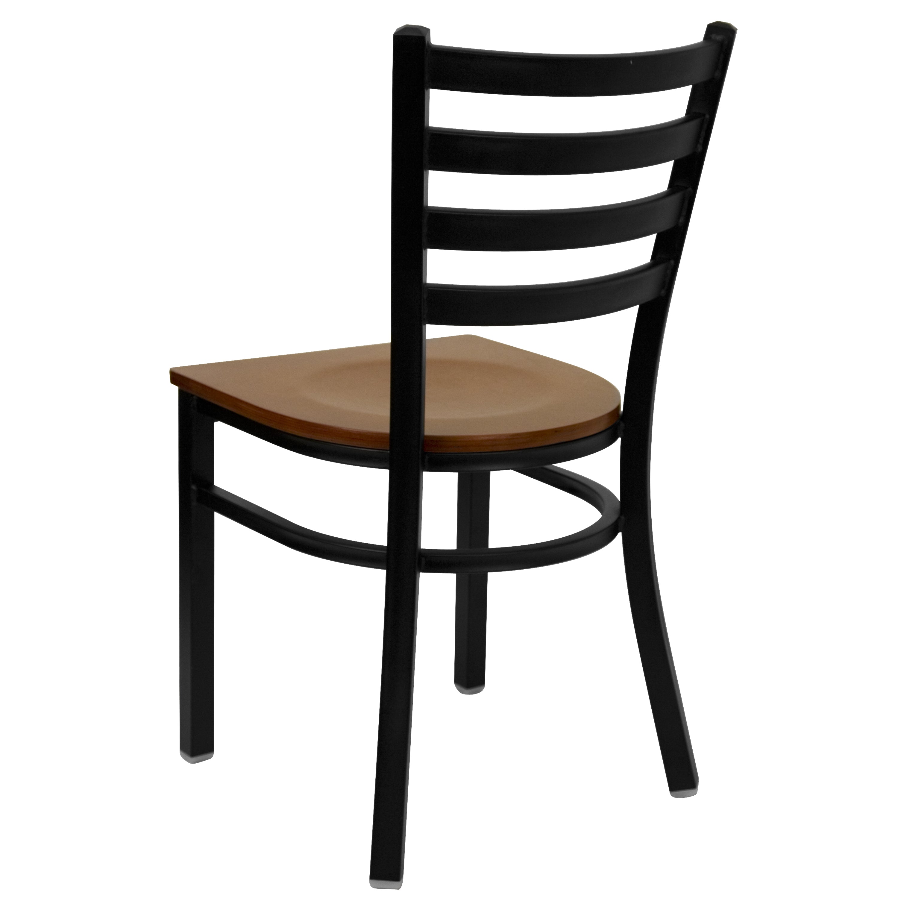 HERCULES Series Black Ladder Back Metal Restaurant Chair - Cherry Wood Seat