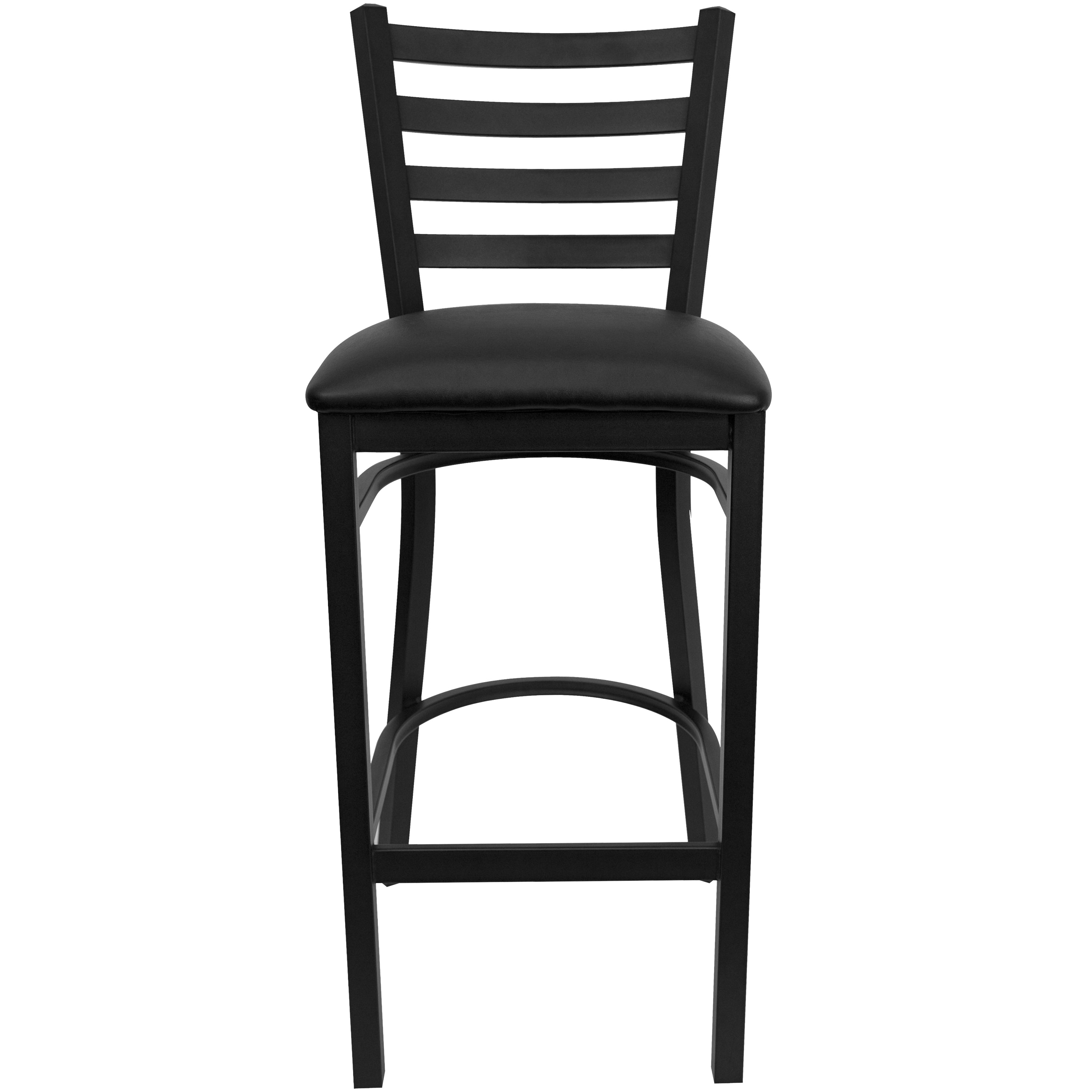 HERCULES Series Black Ladder Back Metal Restaurant Barstool - Black Vinyl Seat