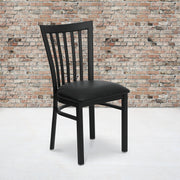 HERCULES Series Black School House Back Metal Restaurant Chair - Black Vinyl Seat