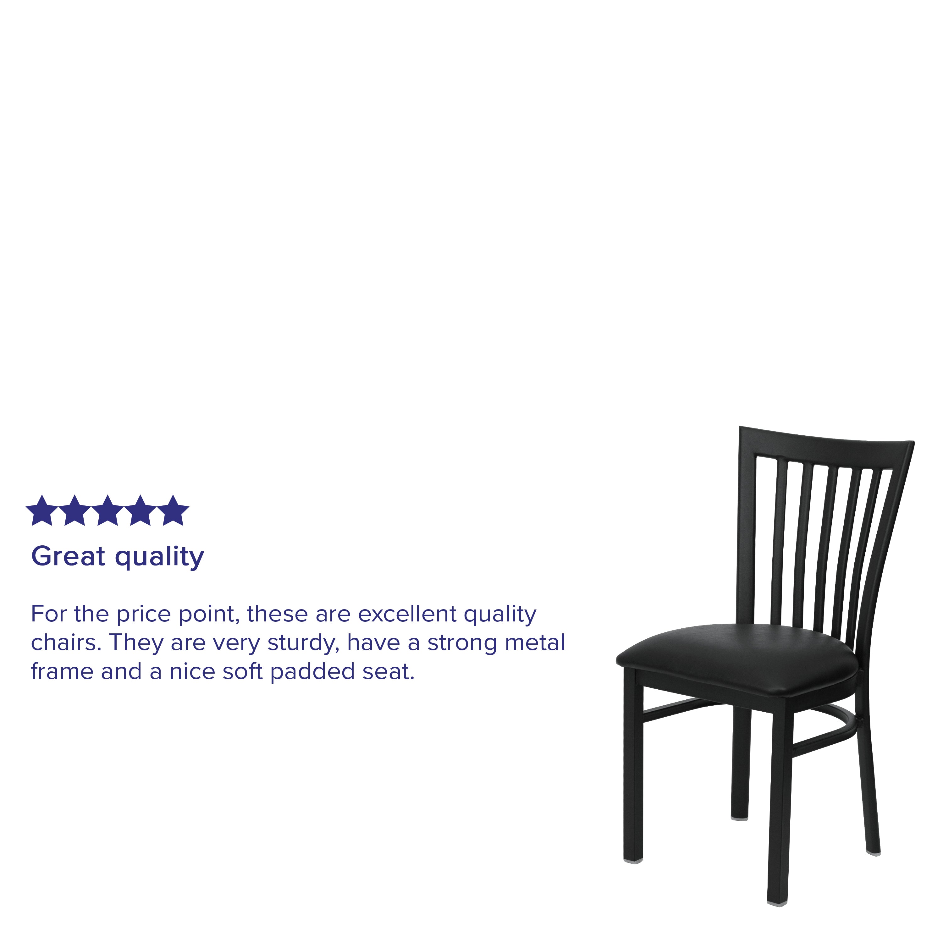 HERCULES Series Black School House Back Metal Restaurant Chair - Black Vinyl Seat