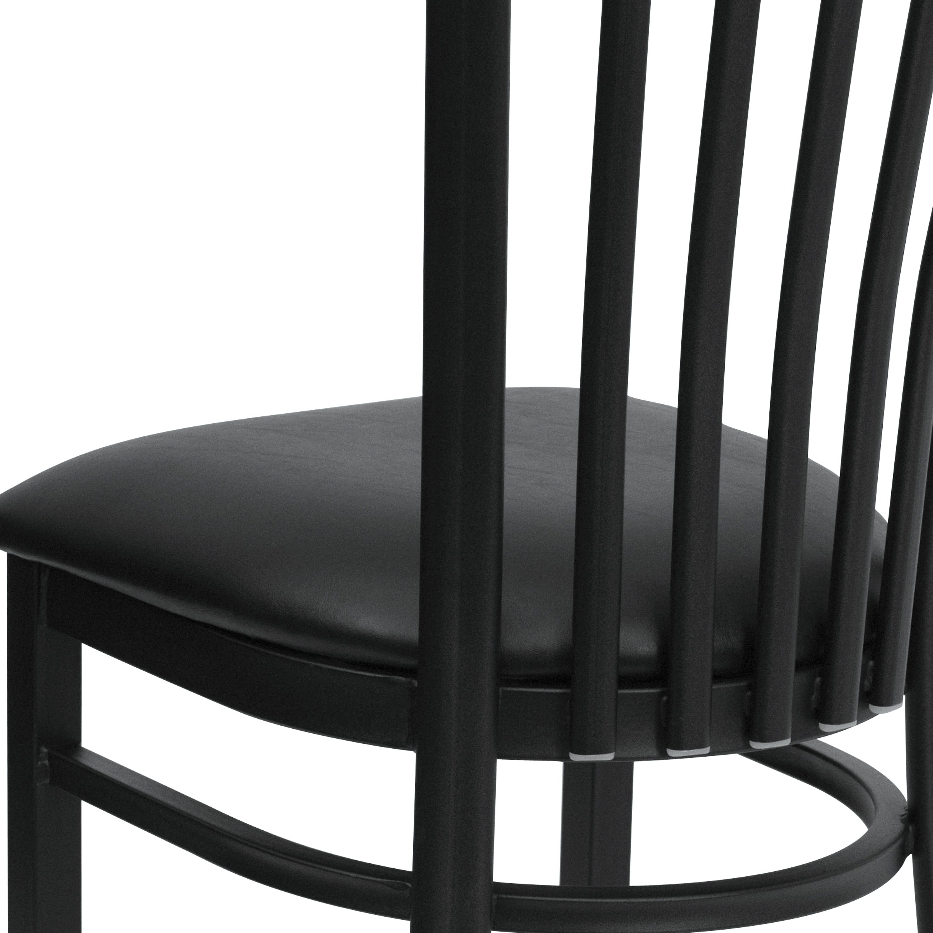 HERCULES Series Black School House Back Metal Restaurant Chair - Black Vinyl Seat