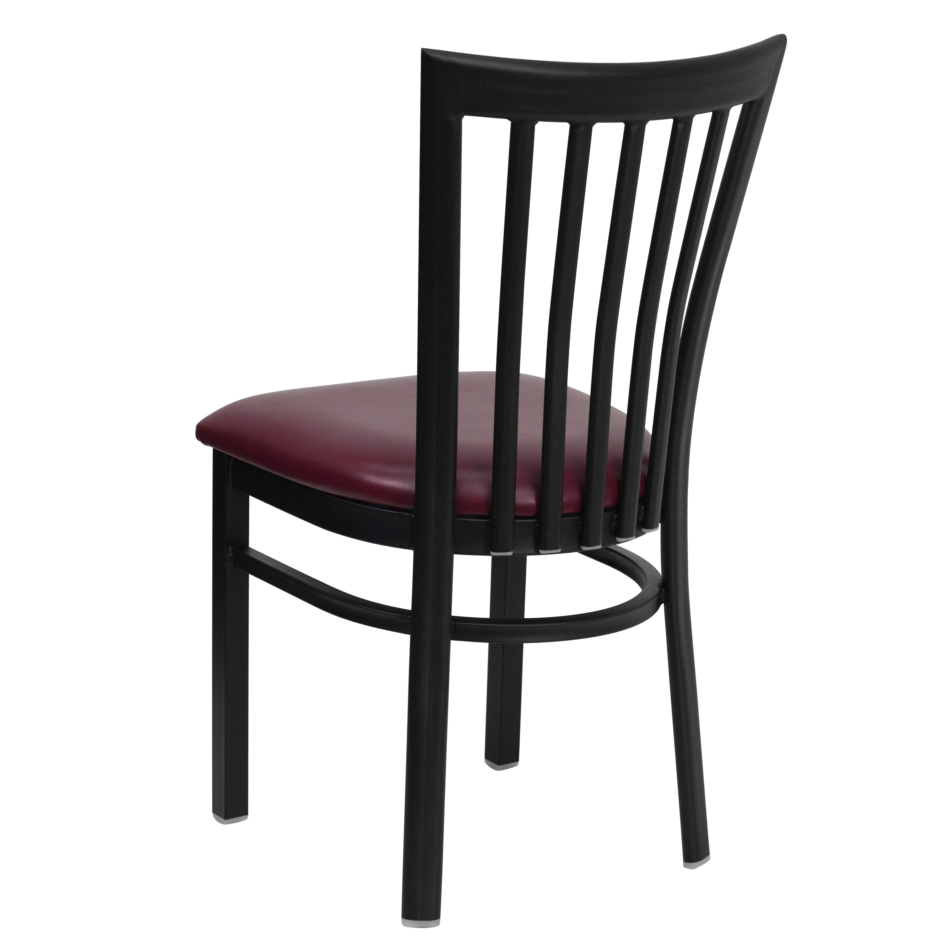 HERCULES Series Black School House Back Metal Restaurant Chair - Burgundy Vinyl Seat