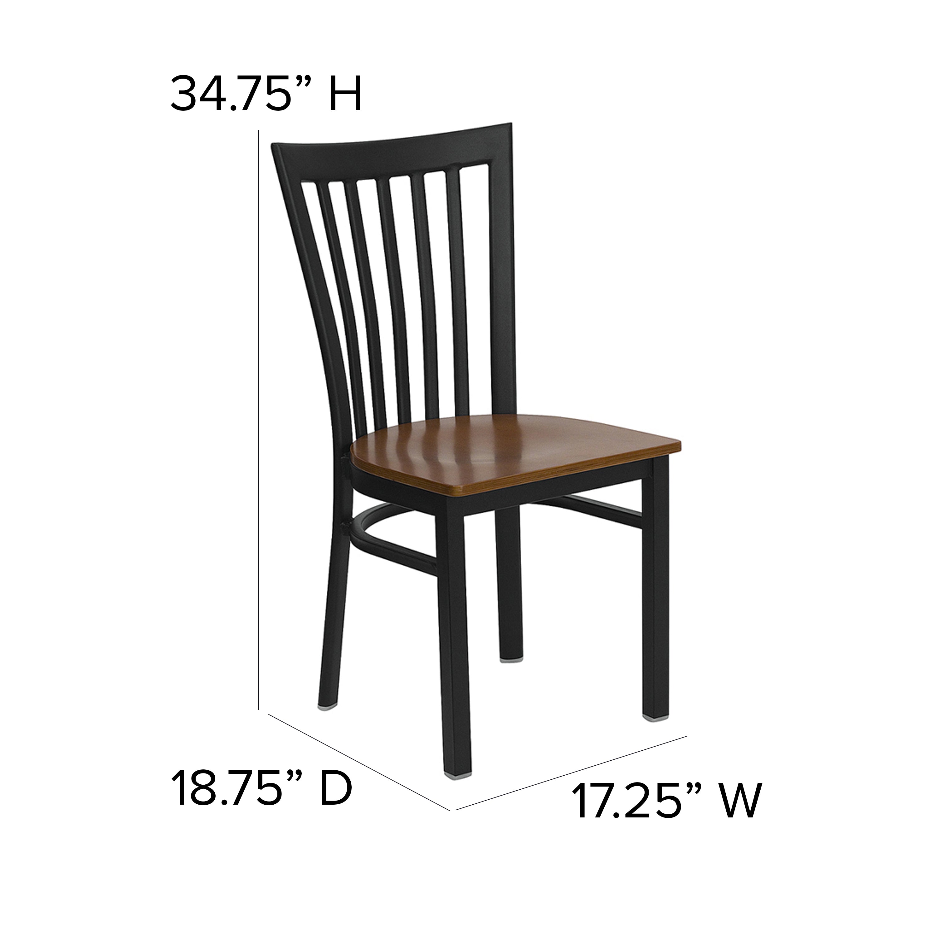 HERCULES Series Black School House Back Metal Restaurant Chair - Cherry Wood Seat