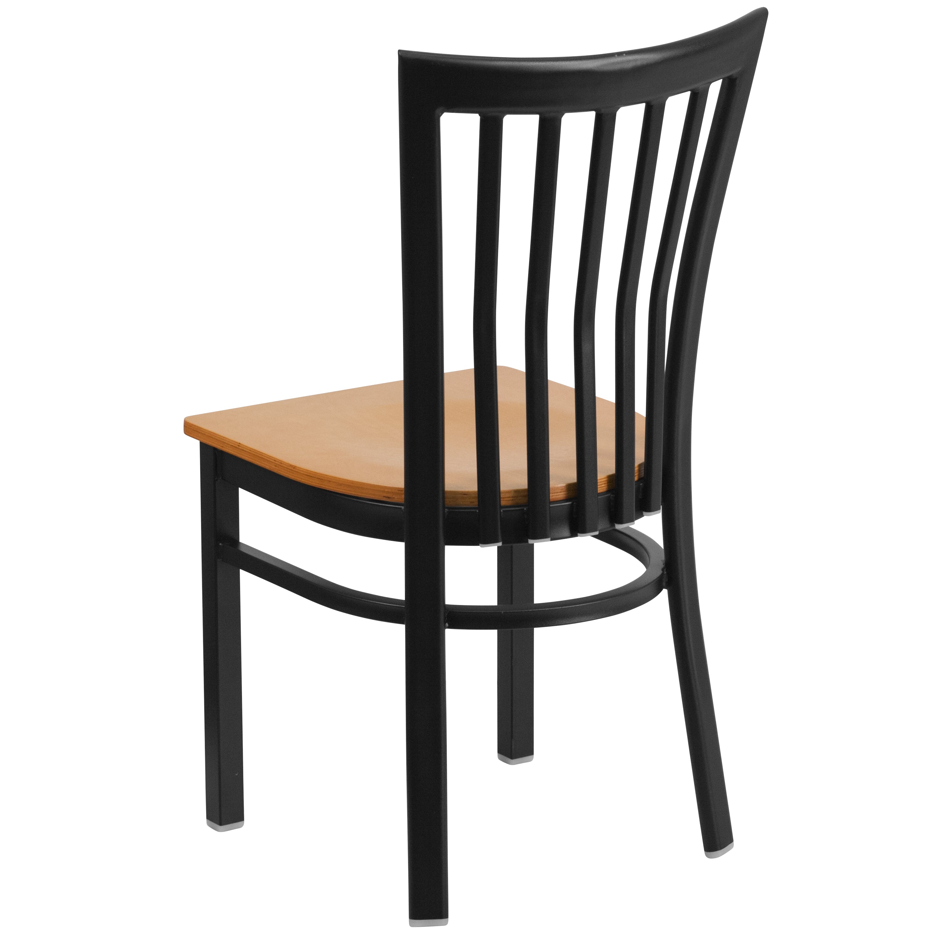 HERCULES Series Black School House Back Metal Restaurant Chair - Natural Wood Seat