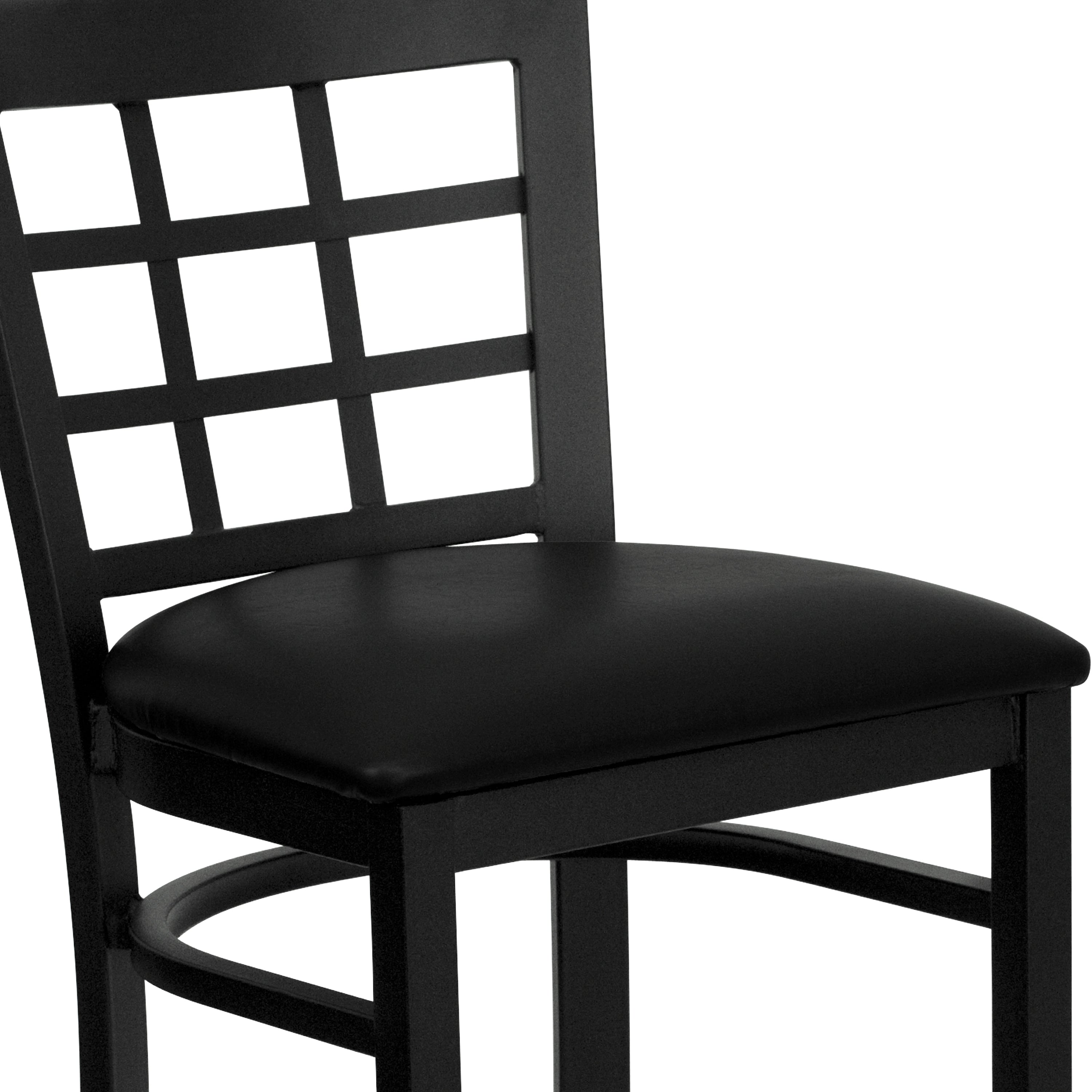 HERCULES Series Black Window Back Metal Restaurant Barstool - Black Vinyl Seat