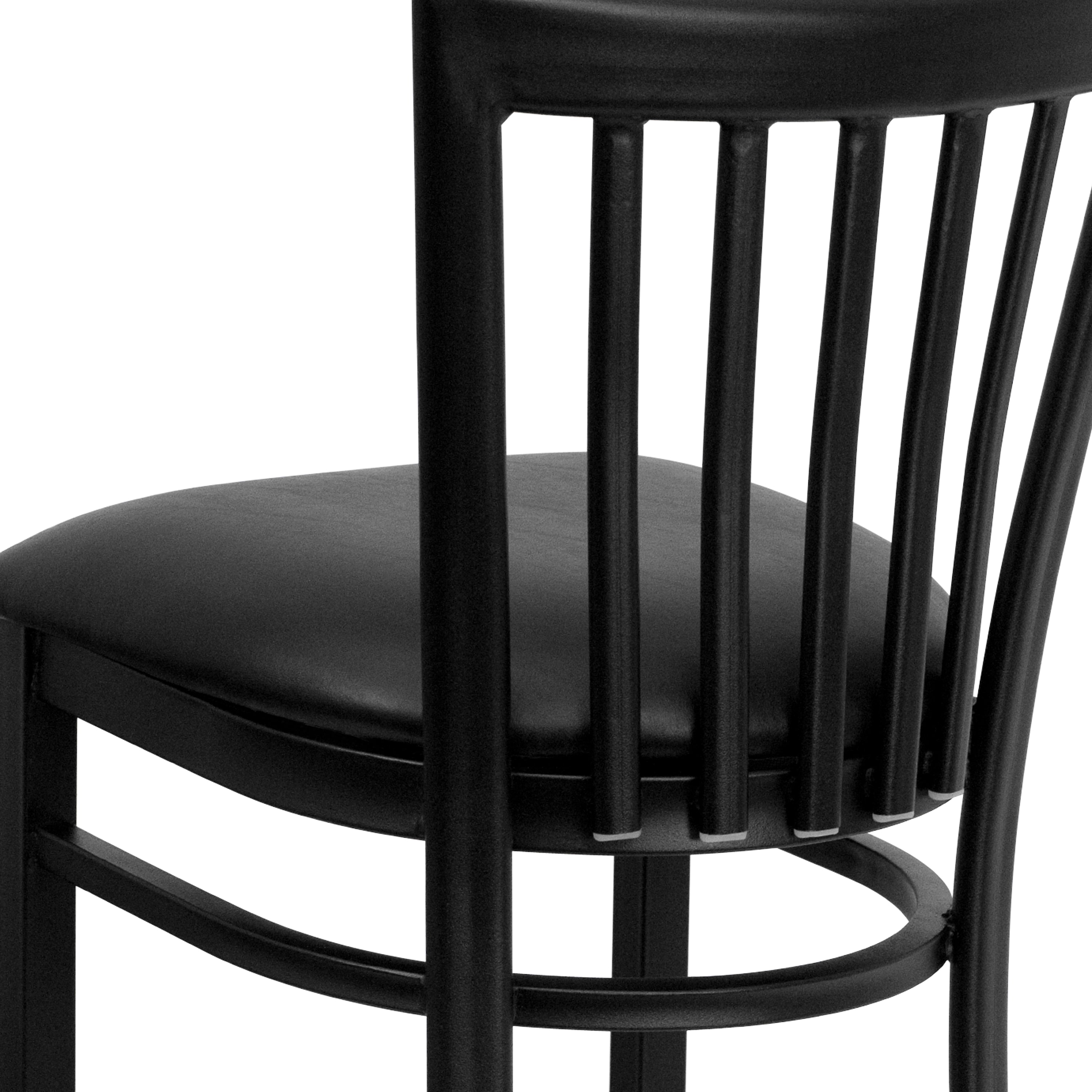 HERCULES Series Black School House Back Metal Restaurant Barstool - Black Vinyl Seat