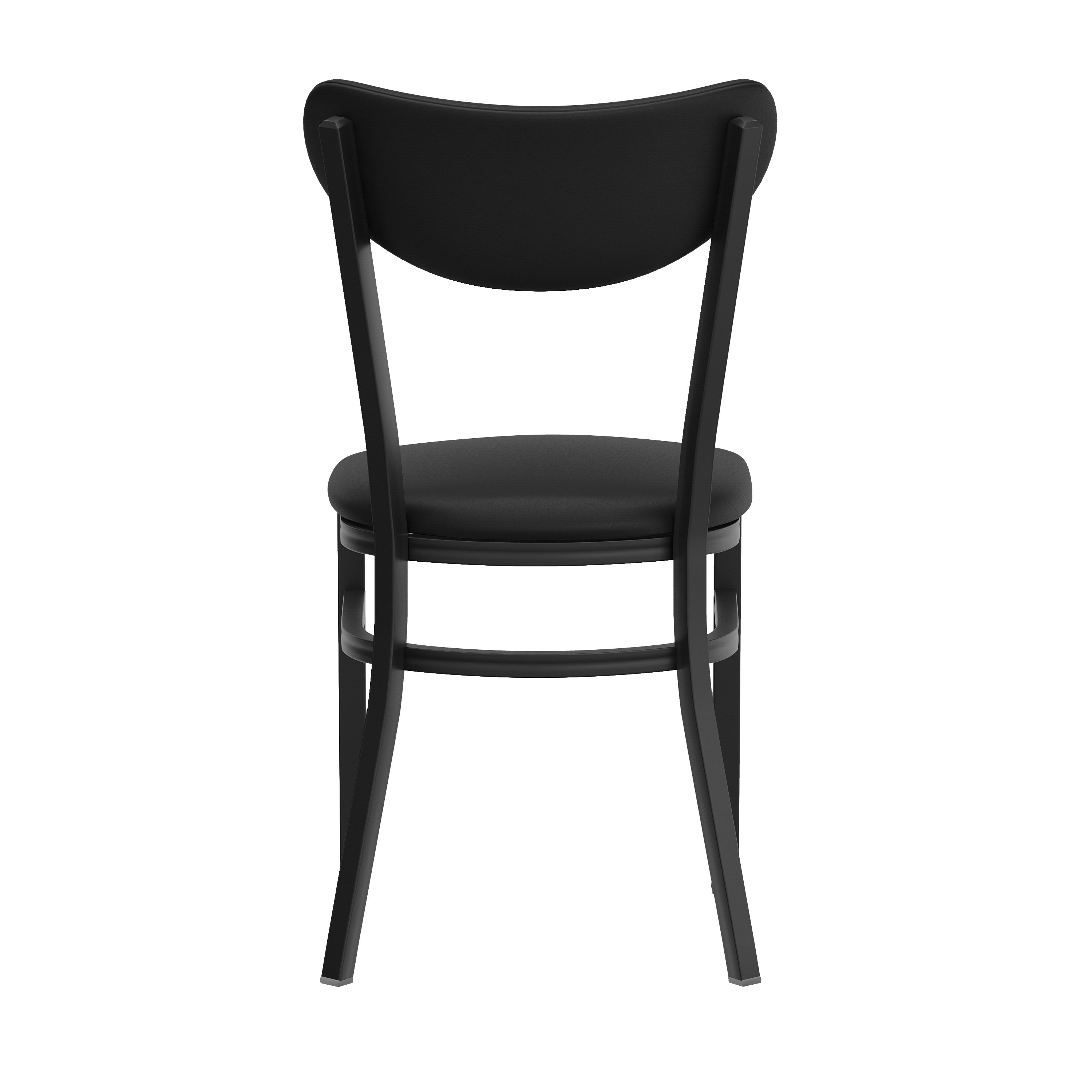 Wright Commercial Dining Chair with 500 LB. Capacity Black Steel Frame, Black Vinyl Boomerang Back, and Black Vinyl Seat