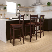HERCULES Series Ladder Back Mahogany Wood Restaurant Barstool