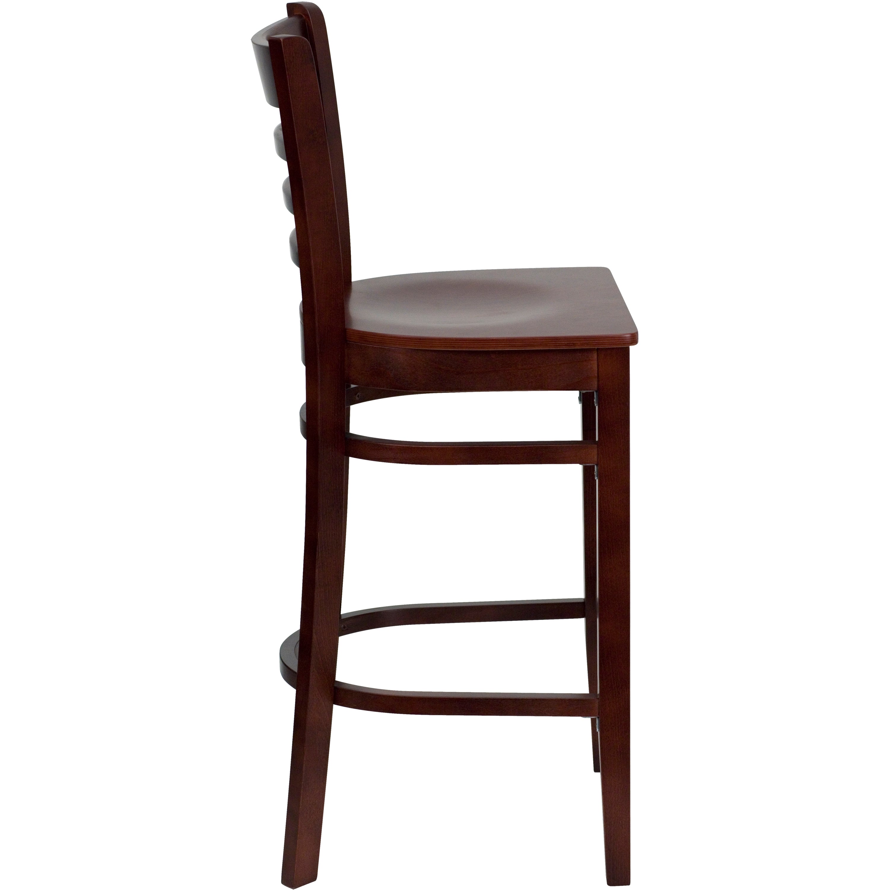 HERCULES Series Ladder Back Mahogany Wood Restaurant Barstool