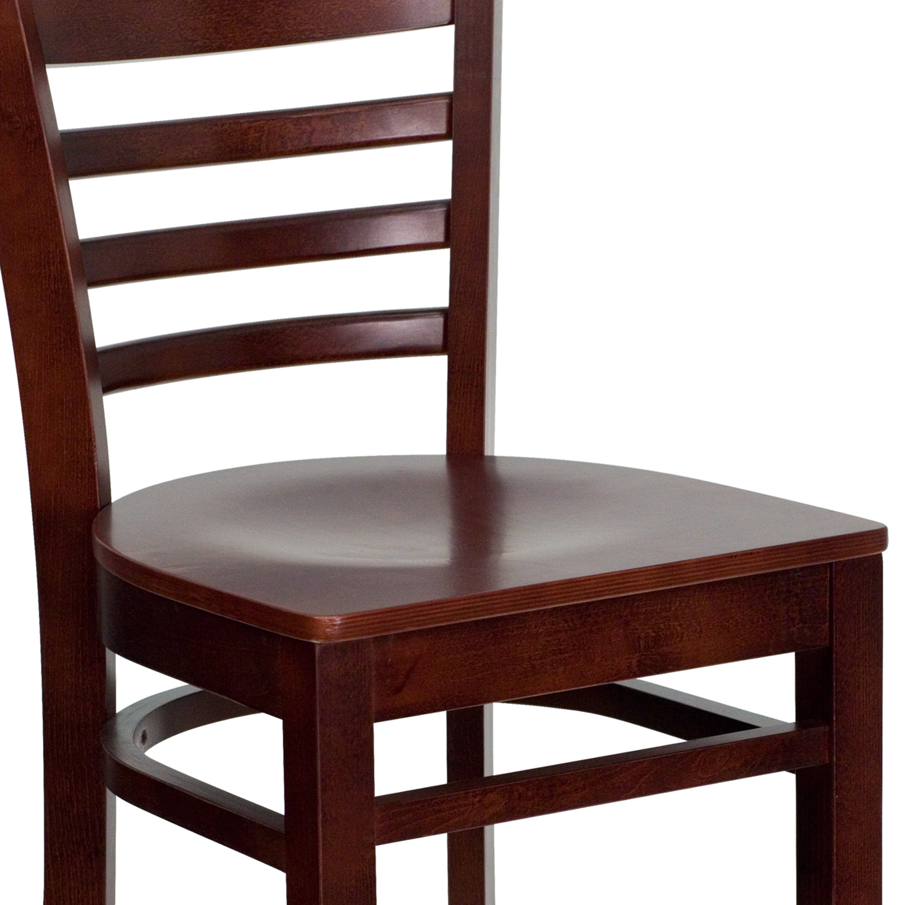 HERCULES Series Ladder Back Mahogany Wood Restaurant Barstool