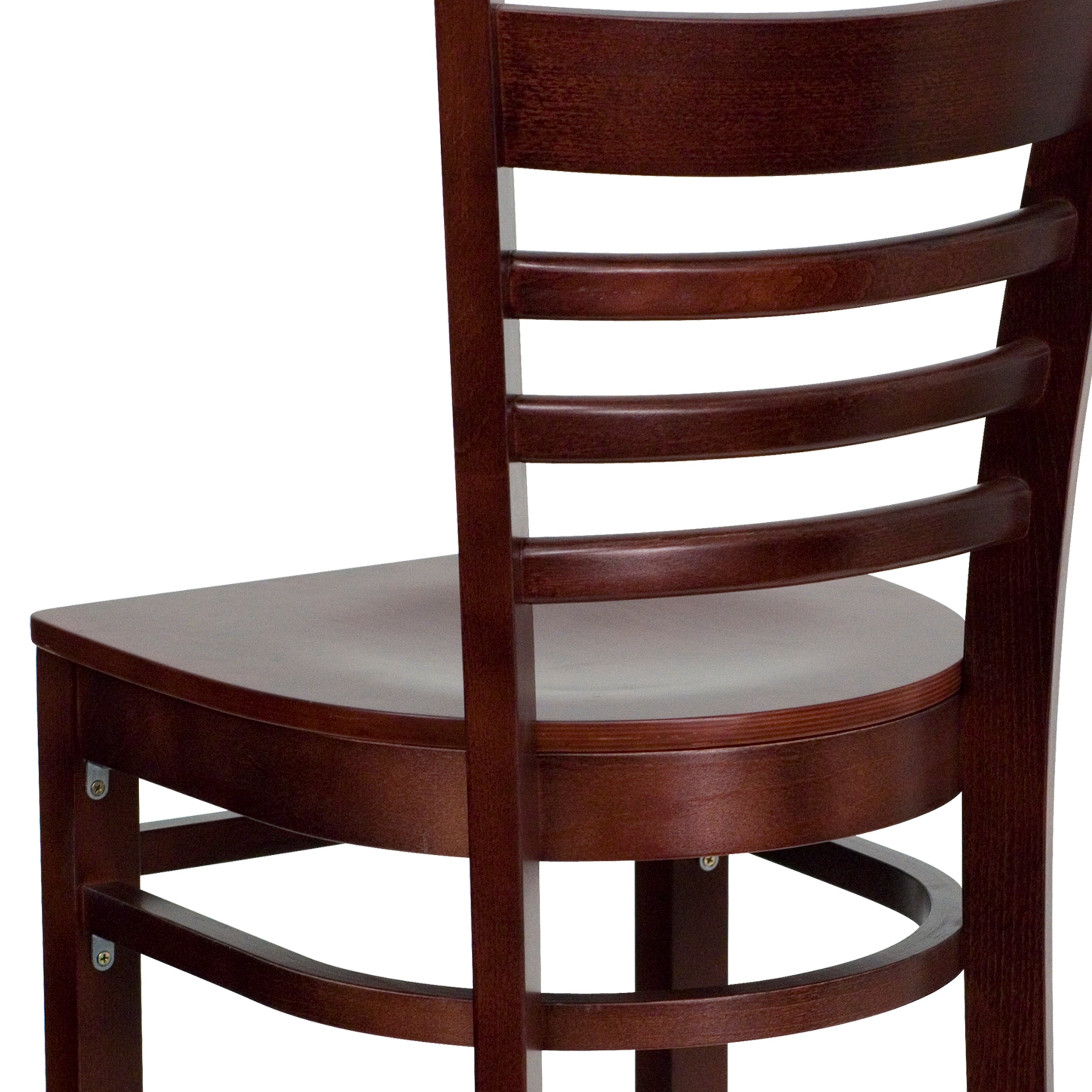 HERCULES Series Ladder Back Mahogany Wood Restaurant Barstool